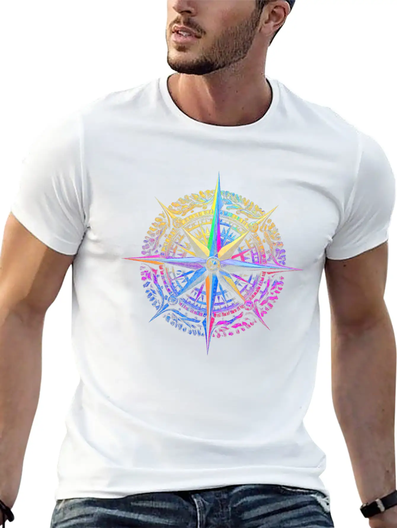 Colorful Compass Stylish Everyday T-Shirt – Unisex Basic Cotton Tee