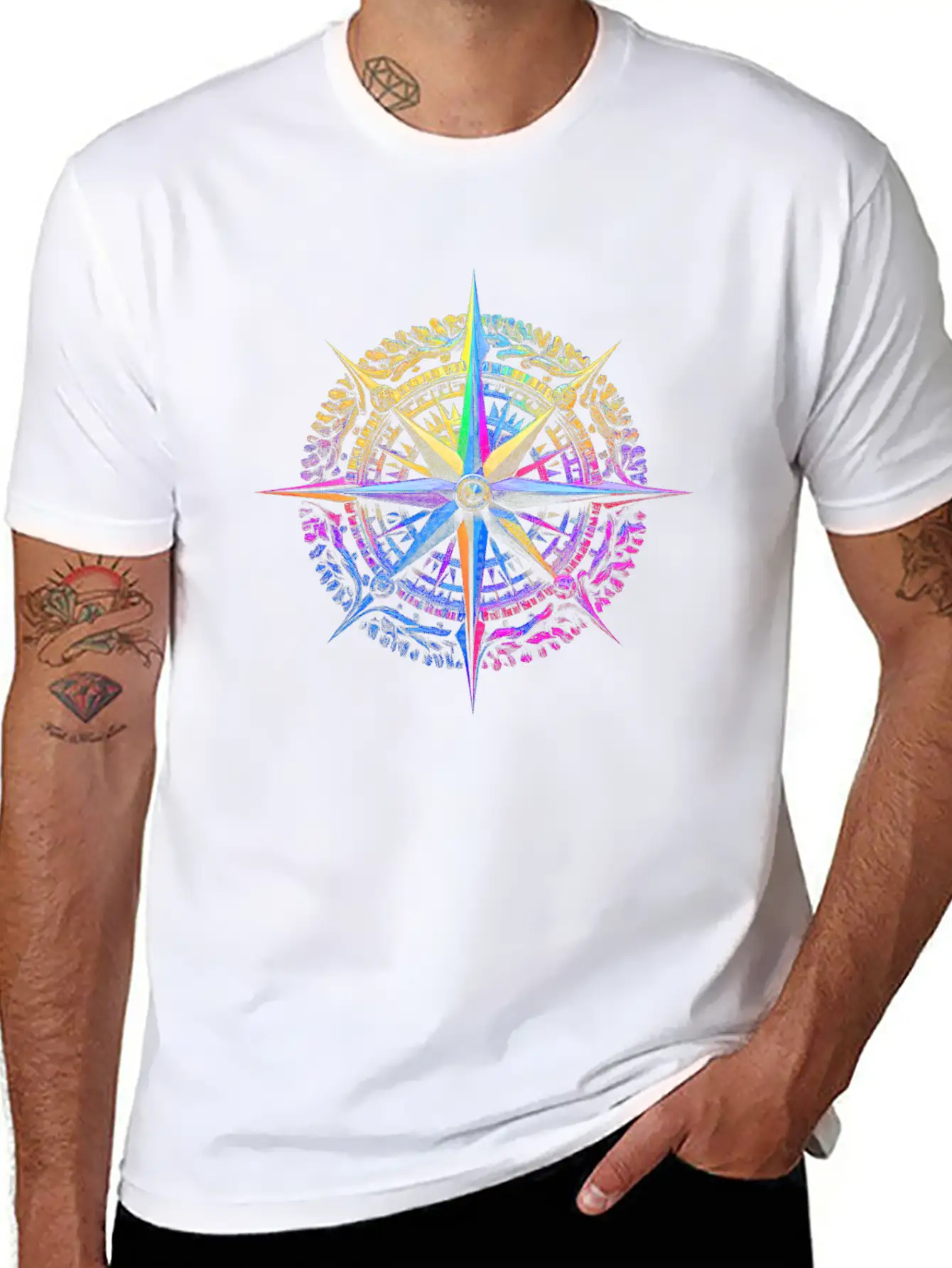 Colorful Compass Stylish Everyday T-Shirt – Unisex Basic Cotton Tee