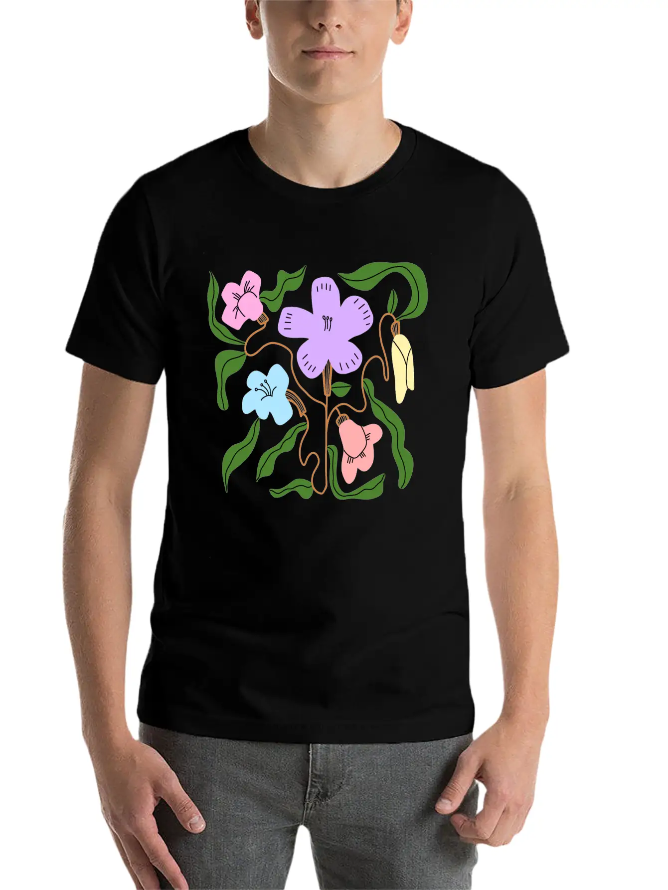 Colorful Flowers Casual Graphic T-Shirt – Simple And Comfortable Daily Wear