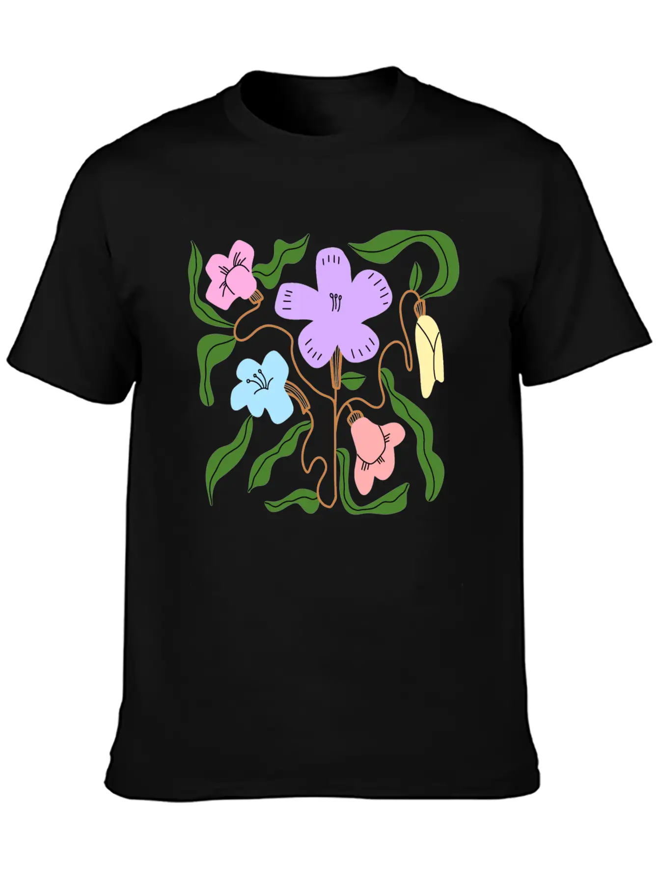 Colorful Flowers Casual Graphic T-Shirt – Simple And Comfortable Daily Wear