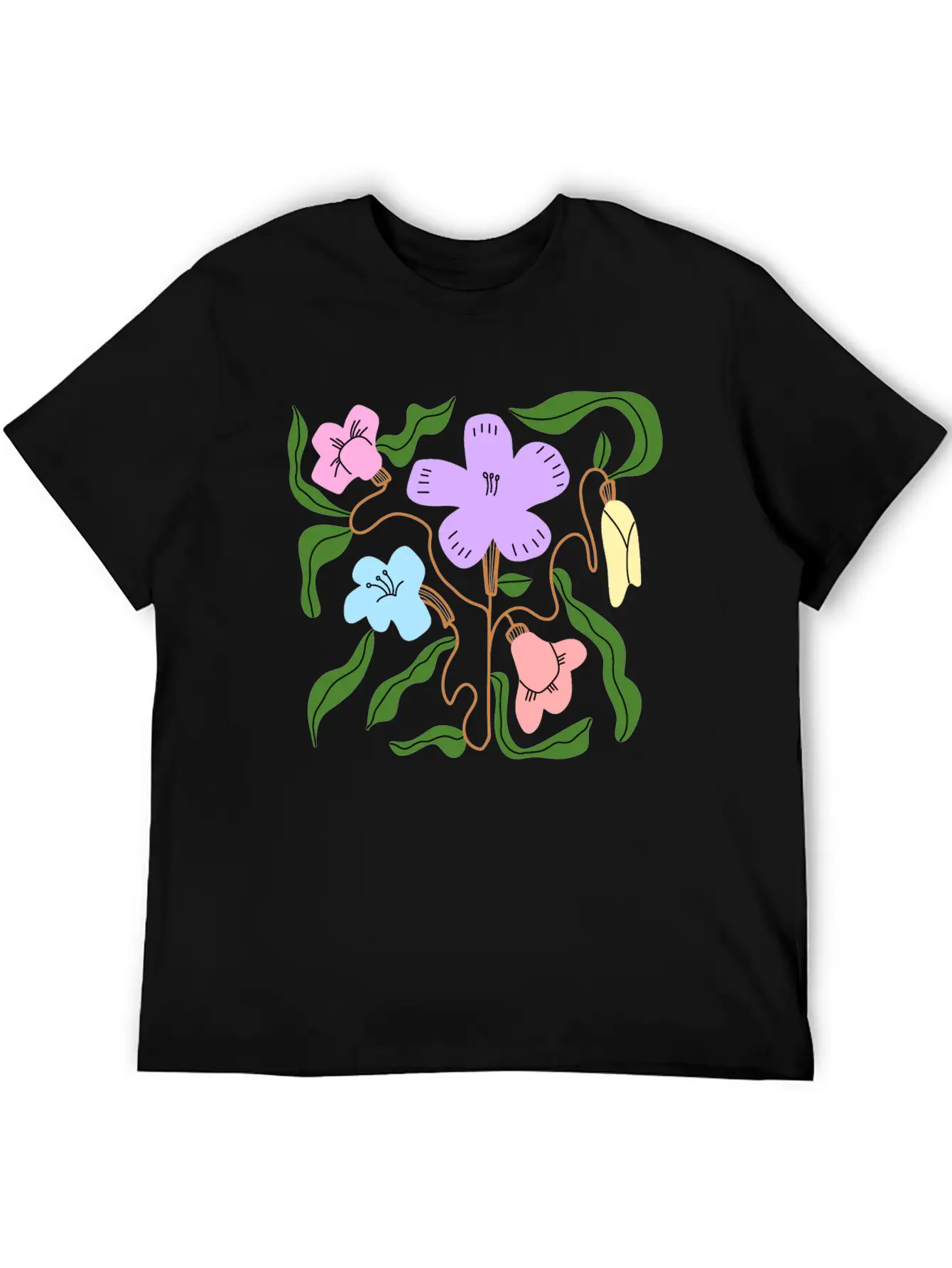 Colorful Flowers Casual Graphic T-Shirt – Simple And Comfortable Daily Wear
