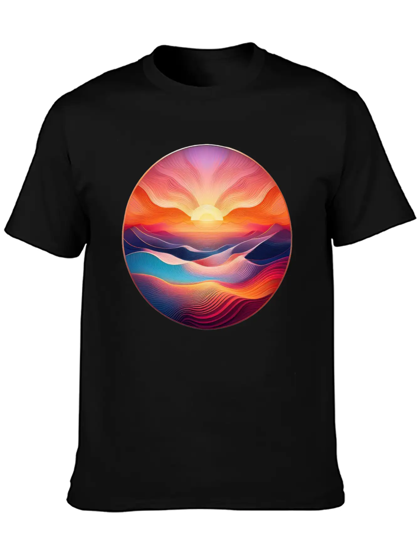 Colorful Sunrise Classic Crew Neck Graphic Tee – Everyday Minimal Look