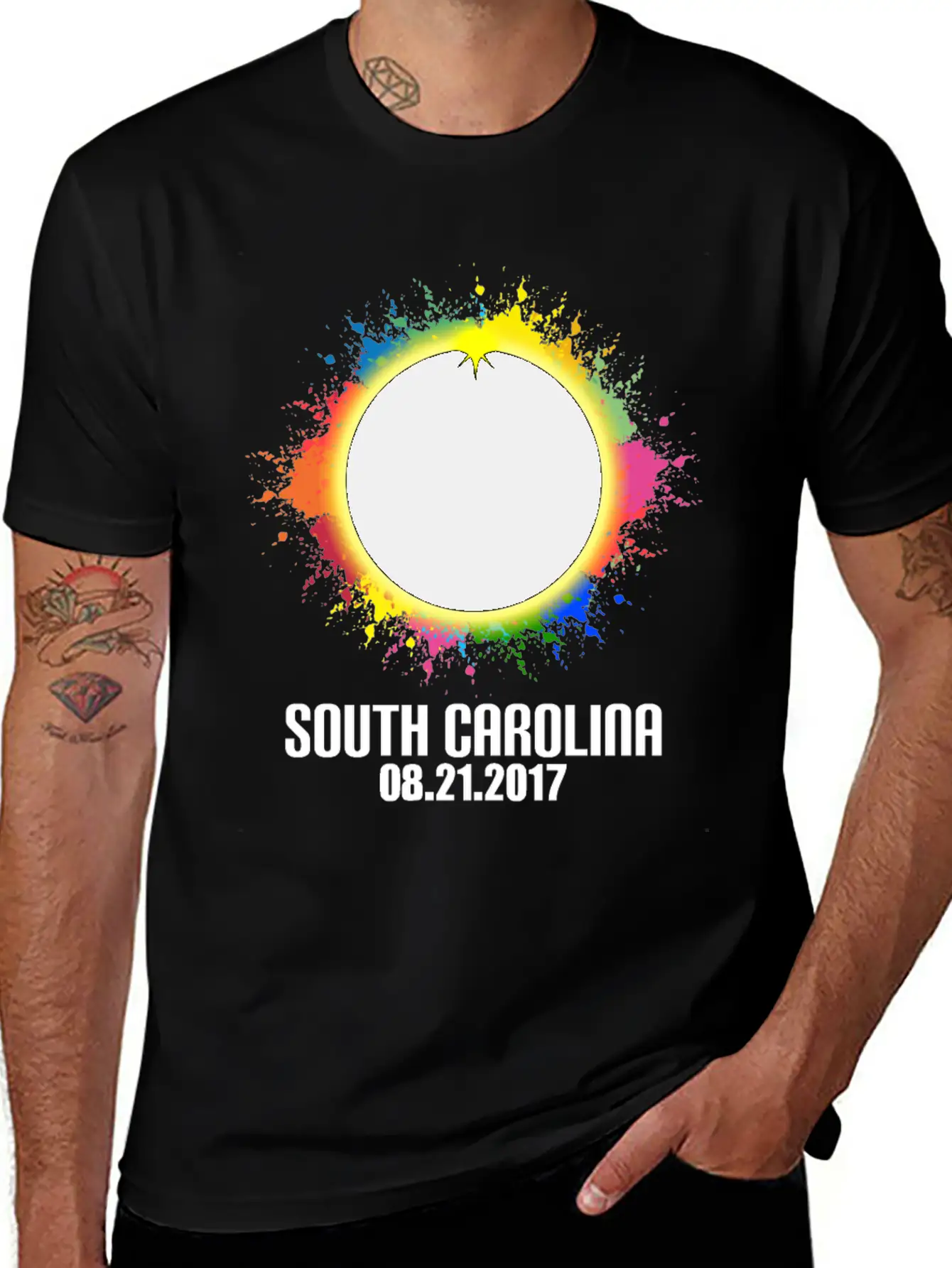 Colorful Total Solar Eclipse South Carolina Lightweight Cotton T-Shirt – Daily Comfort Graphic Shirt