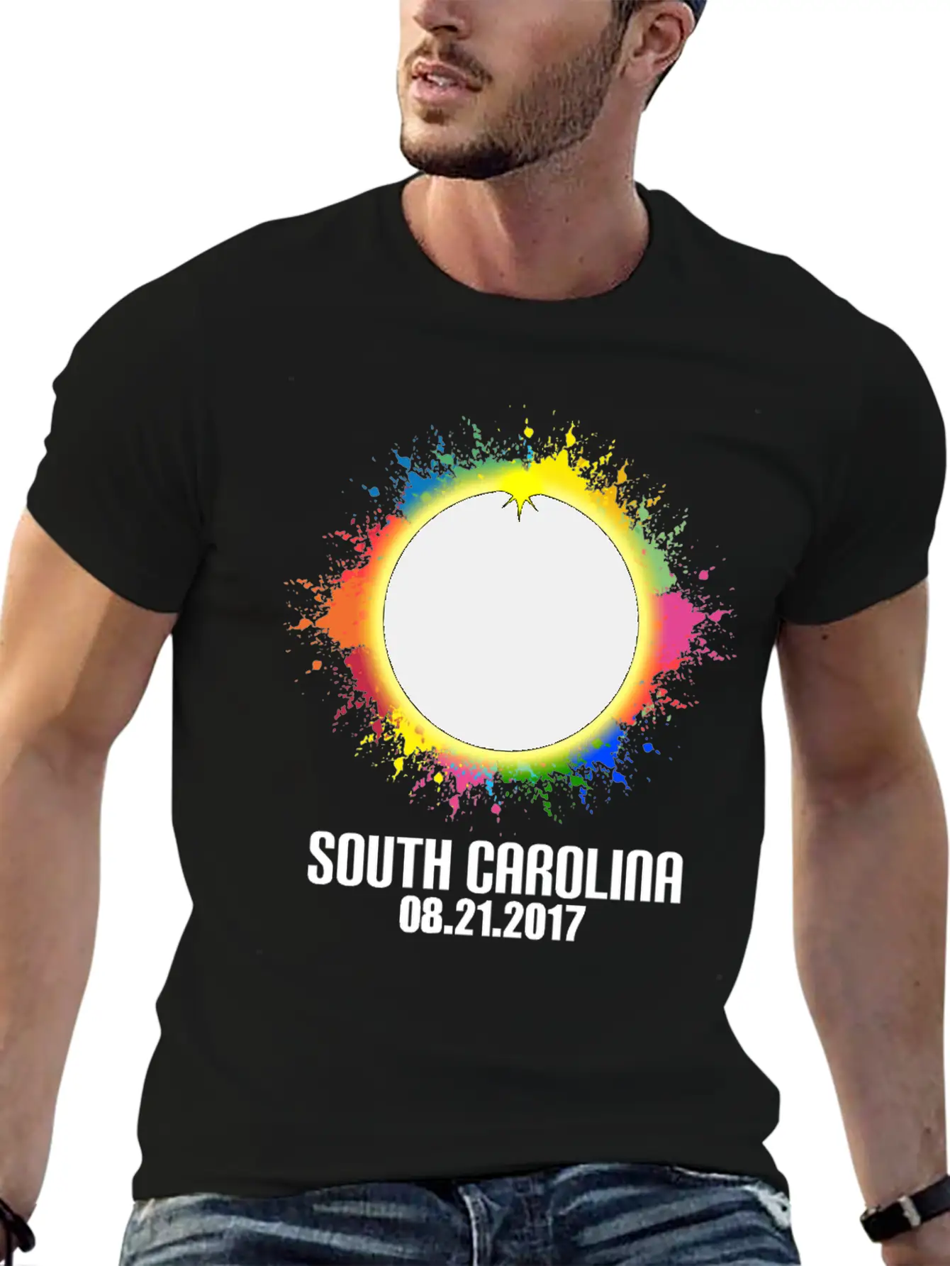 Colorful Total Solar Eclipse South Carolina Lightweight Cotton T-Shirt – Daily Comfort Graphic Shirt