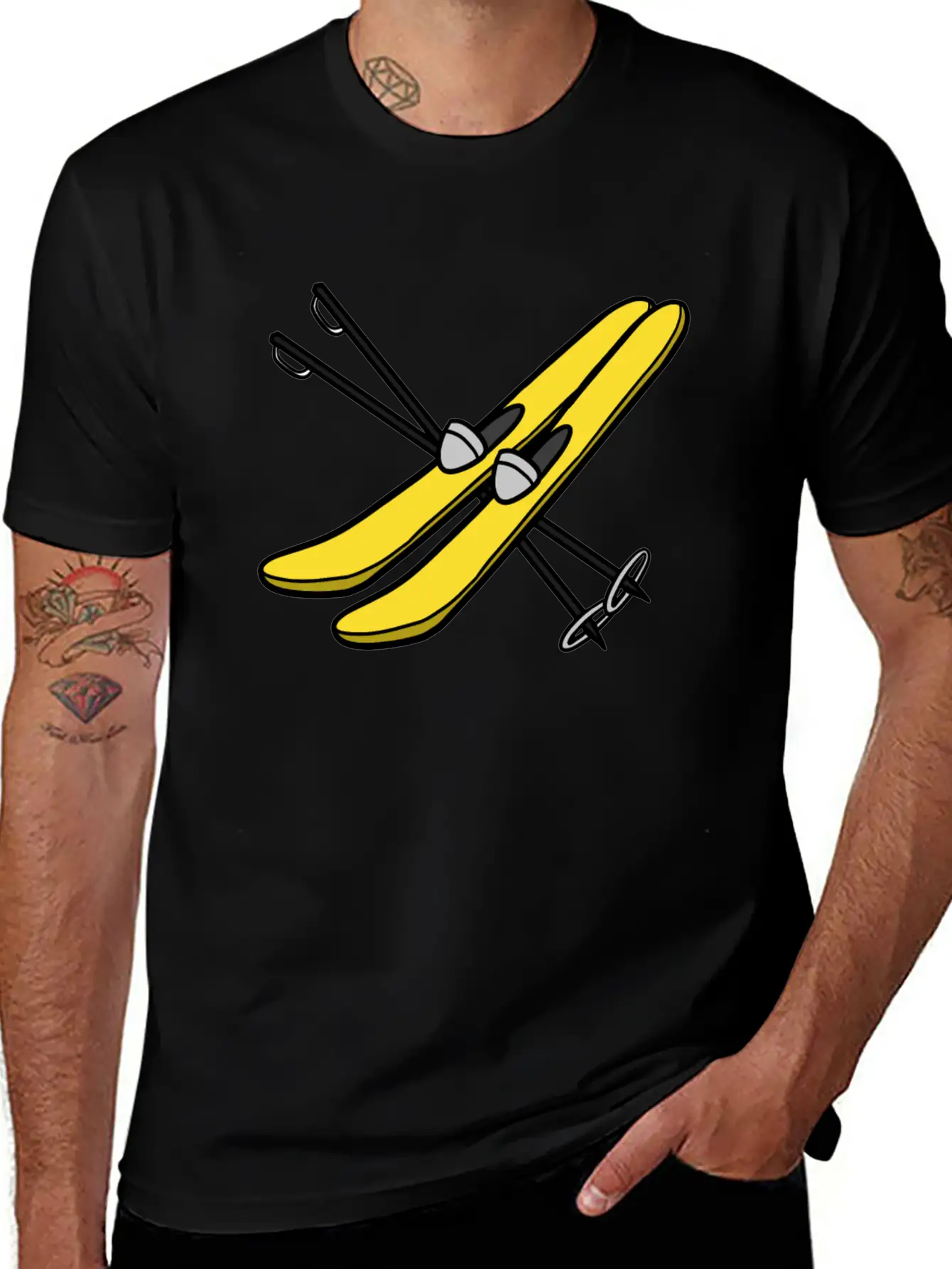 Comic Skis Mit Skistöcken Unisex Cotton Tee – Relaxed Fit For Any Occasion