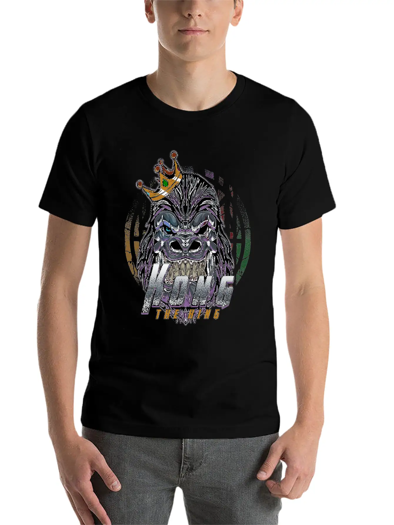Cool Gorilla Kong The King Silverback Crown Ape Basic Graphic T-Shirt – Daily Comfort In Soft Cotton