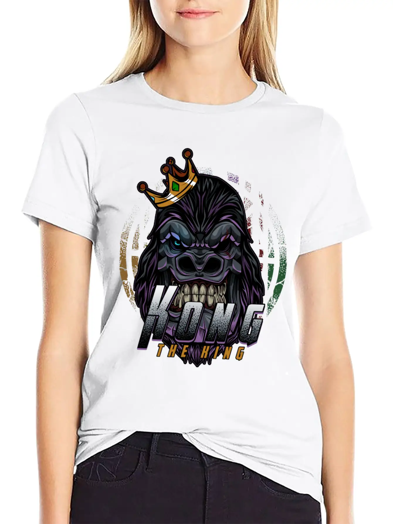 Cool Gorilla Kong The King Silverback Crown Ape Basic Graphic T-Shirt – Daily Comfort In Soft Cotton