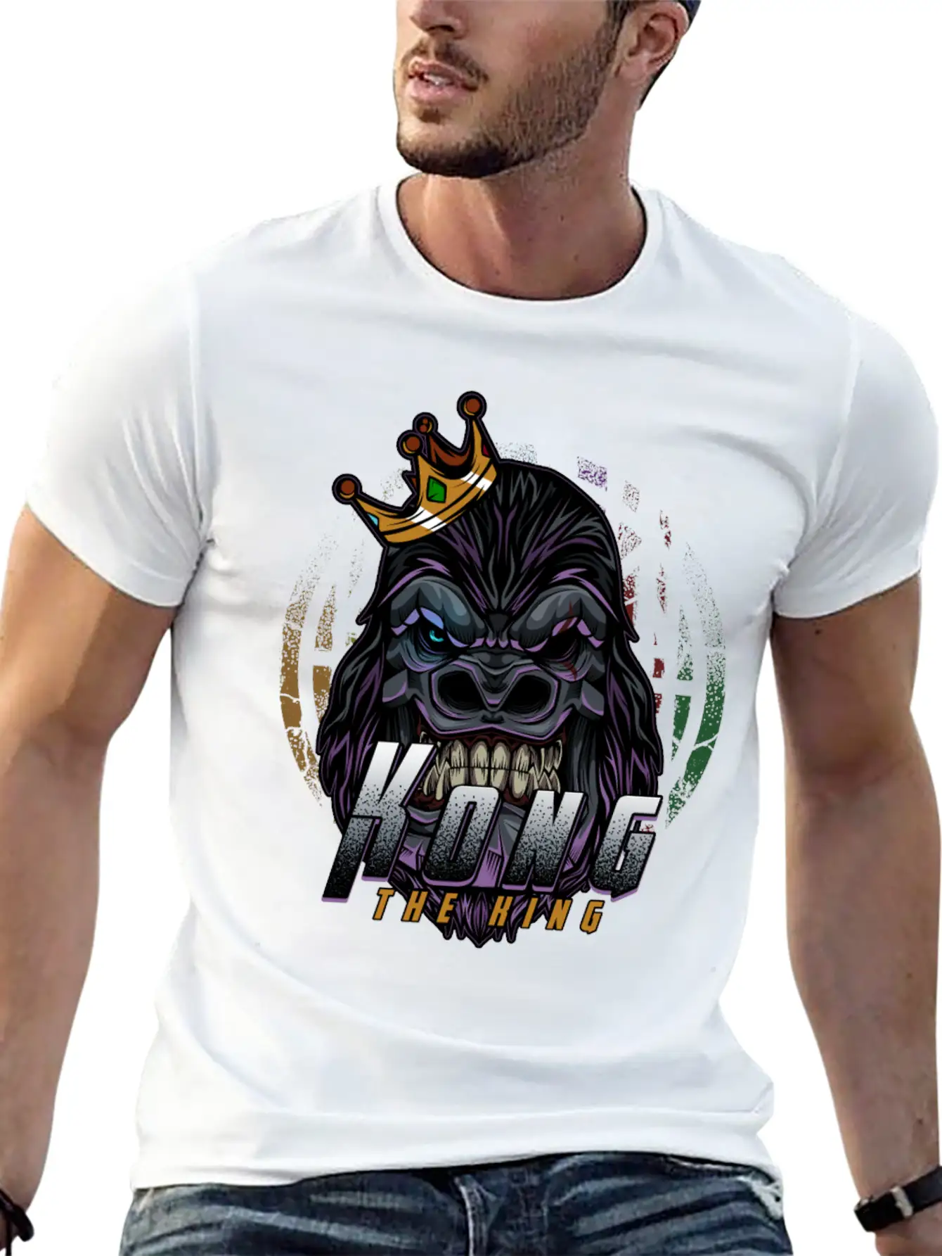 Cool Gorilla Kong The King Silverback Crown Ape Basic Graphic T-Shirt – Daily Comfort In Soft Cotton
