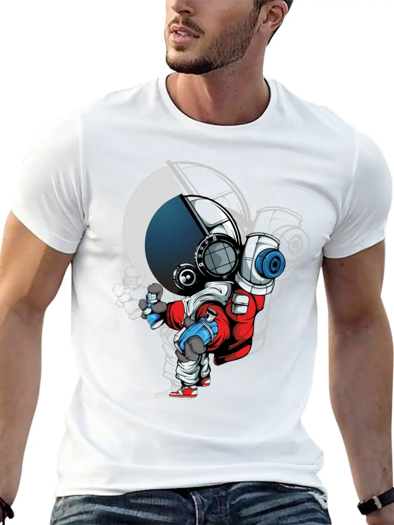 Cosmonaut Graffiti Artist Basic Graphic T-Shirt – Daily Comfort In Soft Cotton