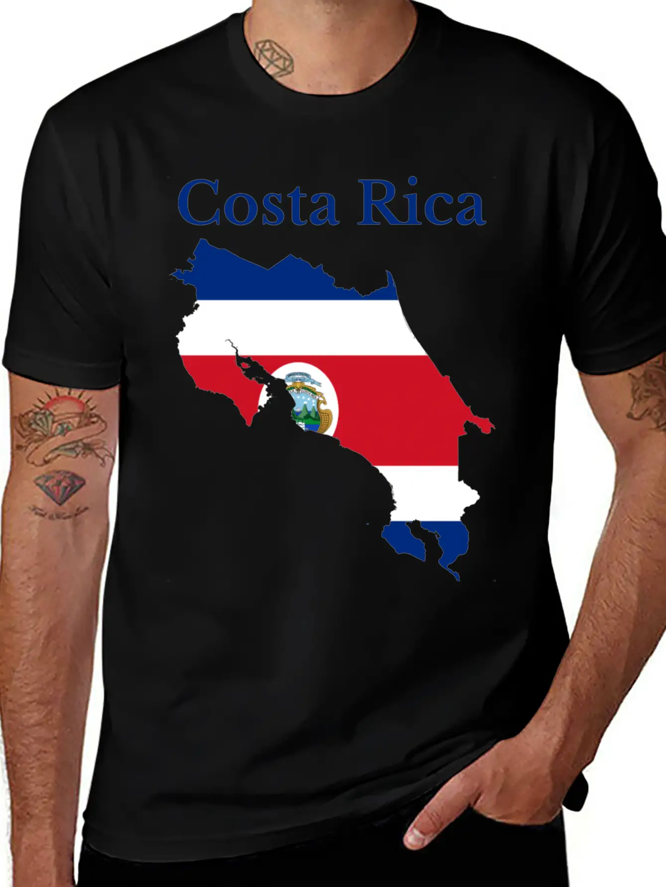 Costa Rica Map Flag Stylish Everyday T-Shirt – Unisex Basic Cotton Tee
