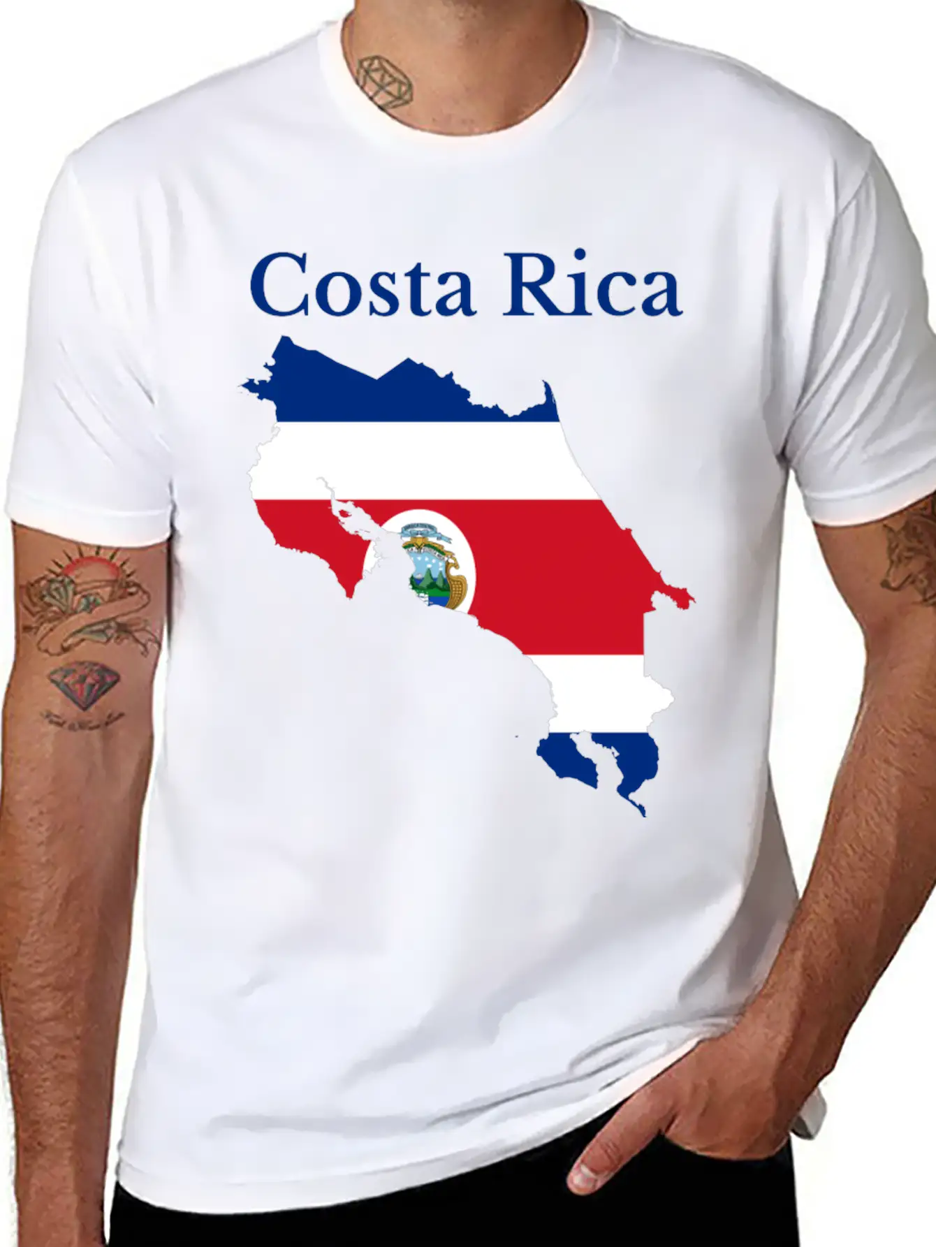 Costa Rica Map Flag Stylish Everyday T-Shirt – Unisex Basic Cotton Tee