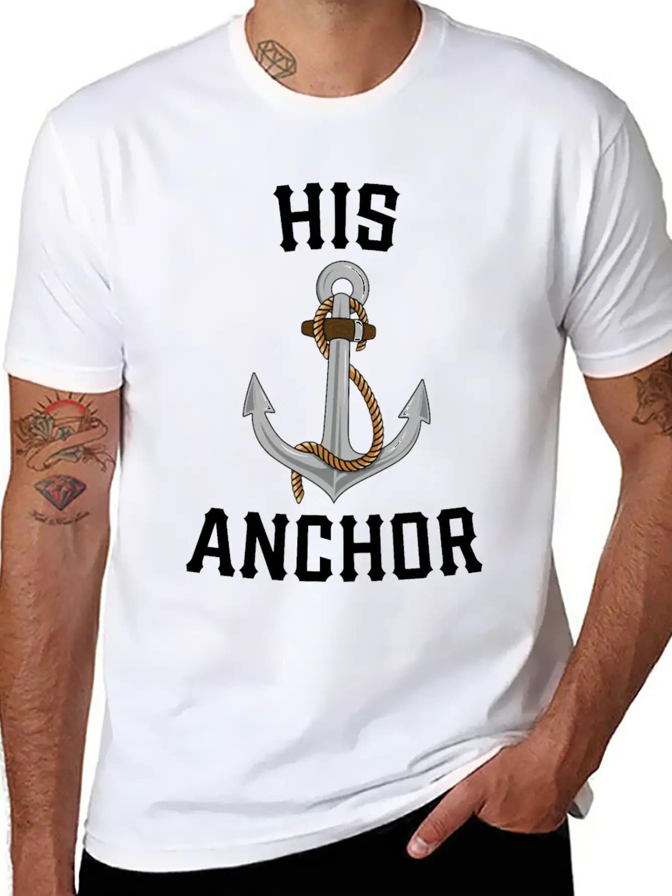 Couples Cruise TShirt For Women His Anchor Aloha Basic Graphic T-Shirt – Daily Comfort In Soft Cotton