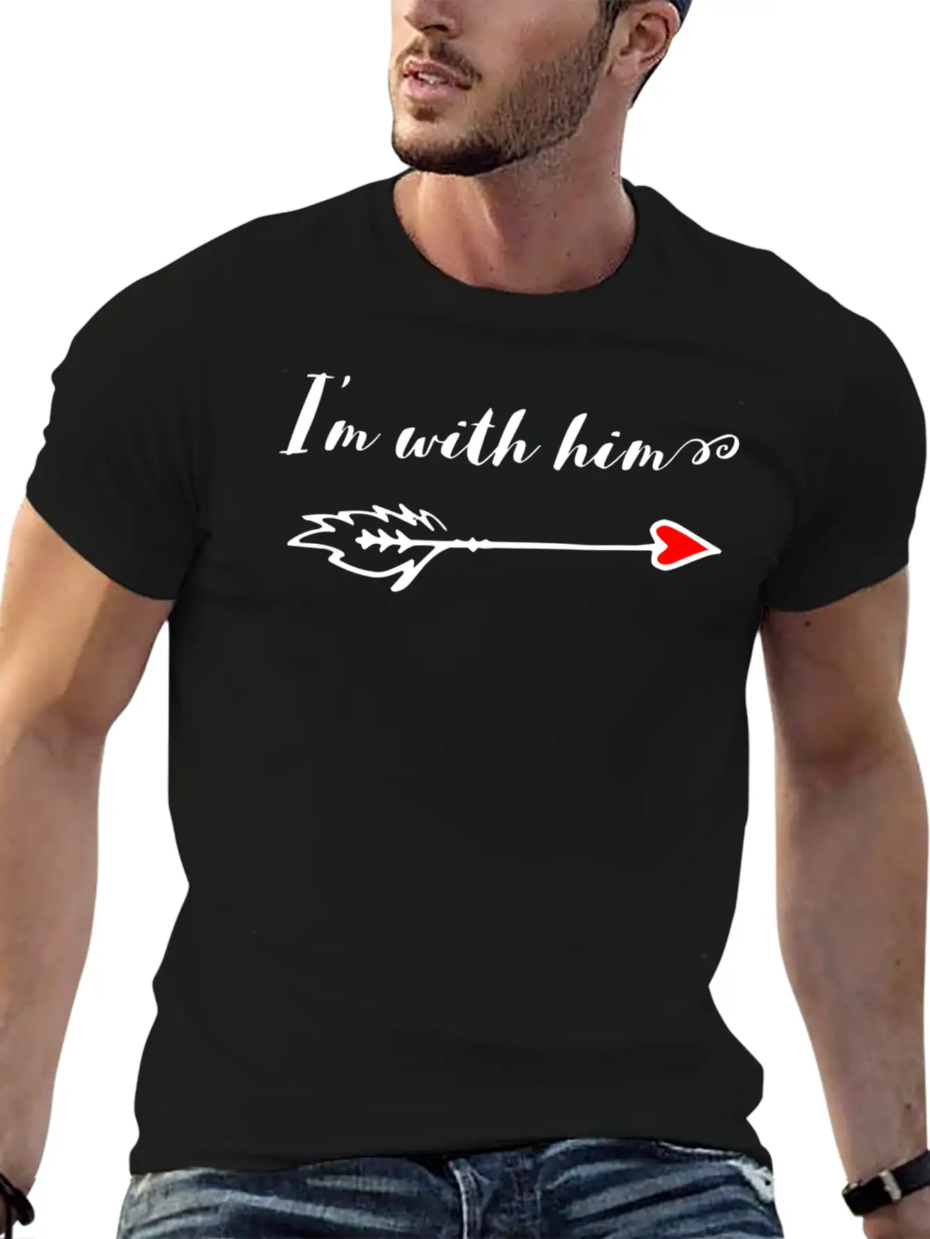 Couples Valentine S Gift Script I M With Him With Basic Graphic T-Shirt – Daily Comfort In Soft Cotton