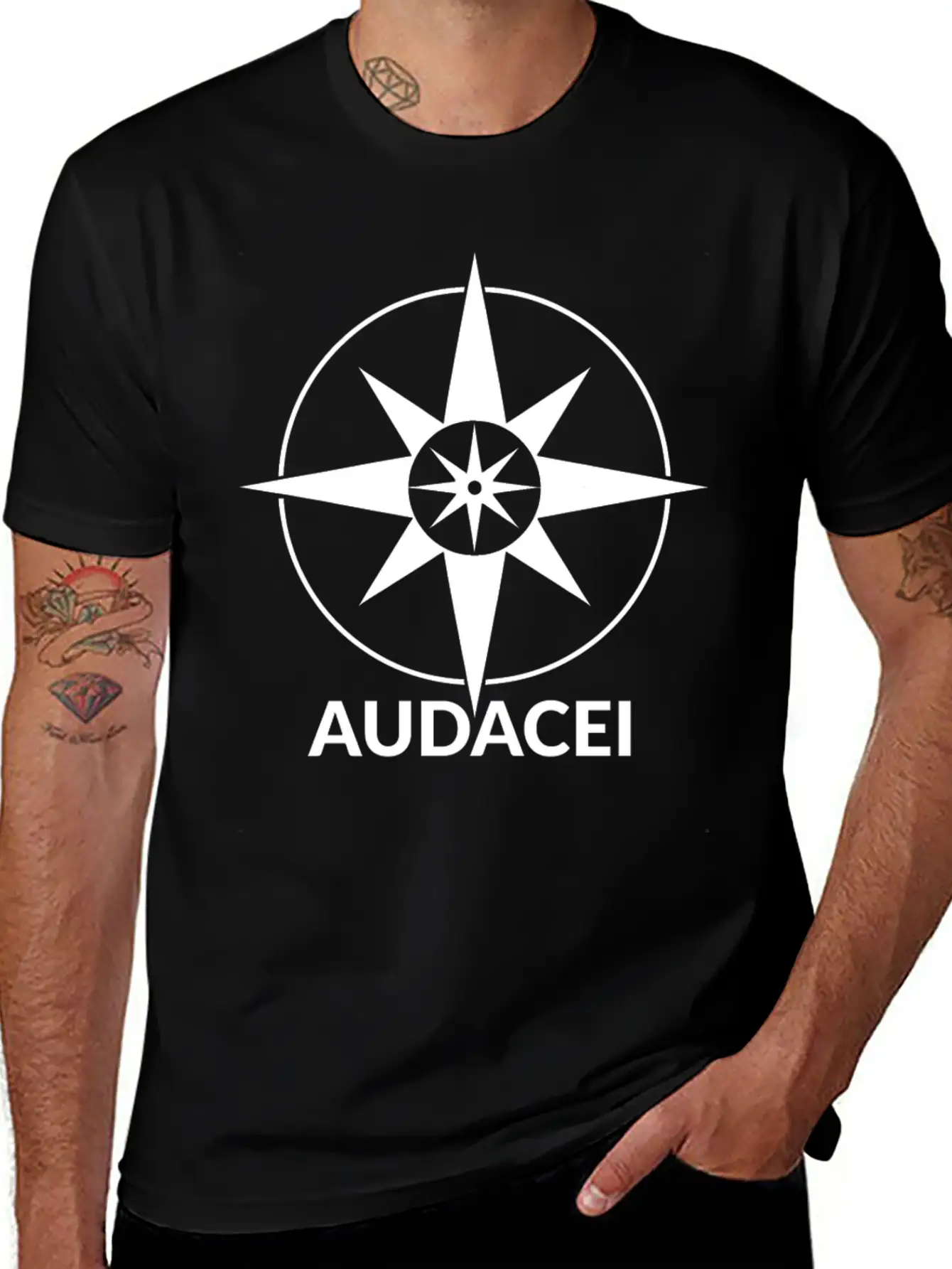Courageous Evolution: Audacei White Logo Stylish Everyday T-Shirt – Unisex Basic Cotton Tee