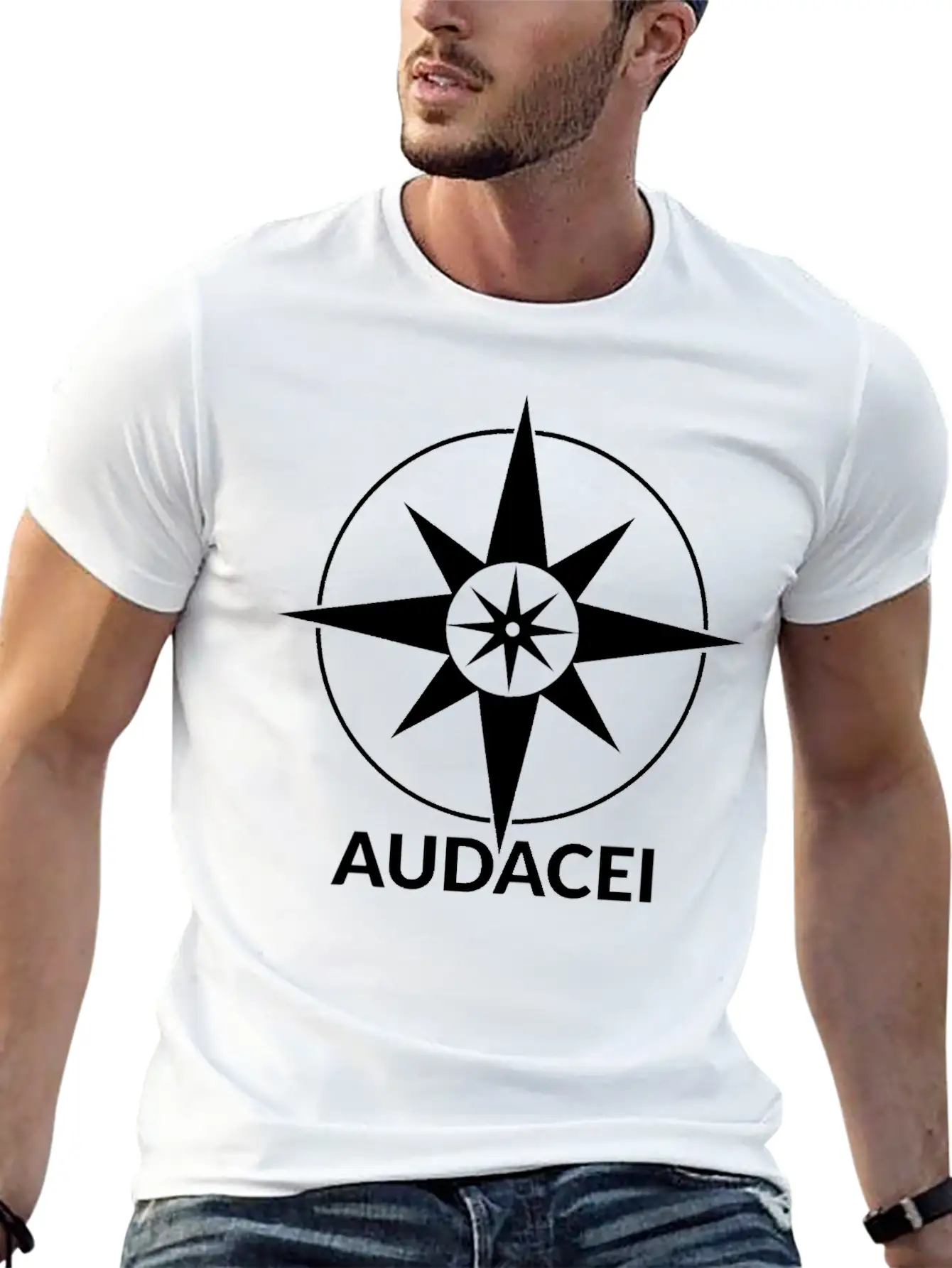 Courageous Evolution: Audacei White Logo Stylish Everyday T-Shirt – Unisex Basic Cotton Tee