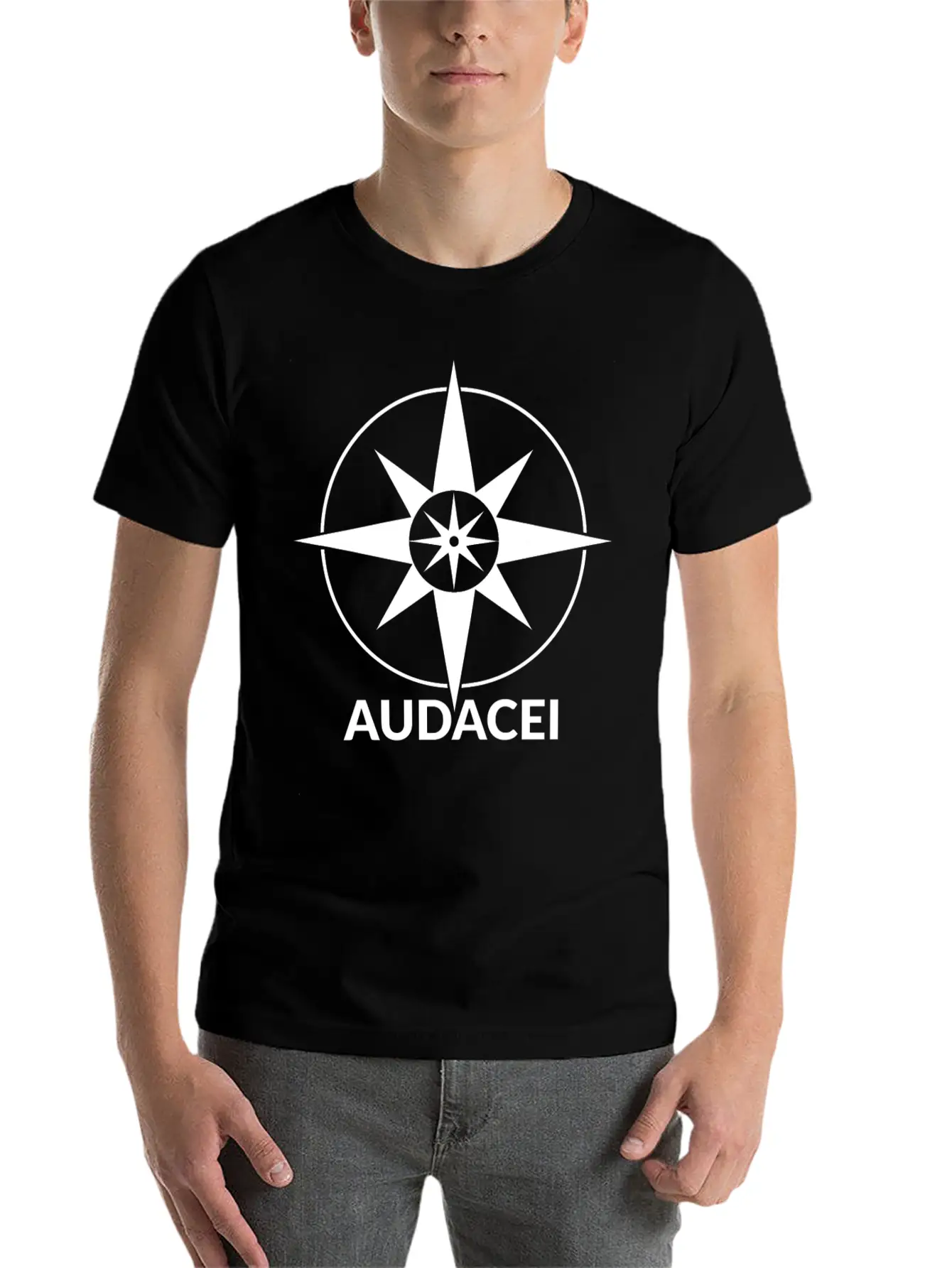 Courageous Evolution: Audacei White Logo Stylish Everyday T-Shirt – Unisex Basic Cotton Tee