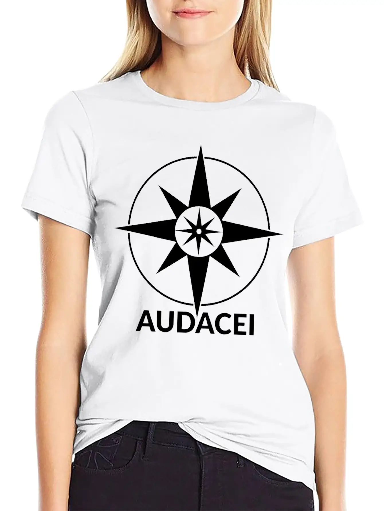 Courageous Evolution: Audacei White Logo Stylish Everyday T-Shirt – Unisex Basic Cotton Tee
