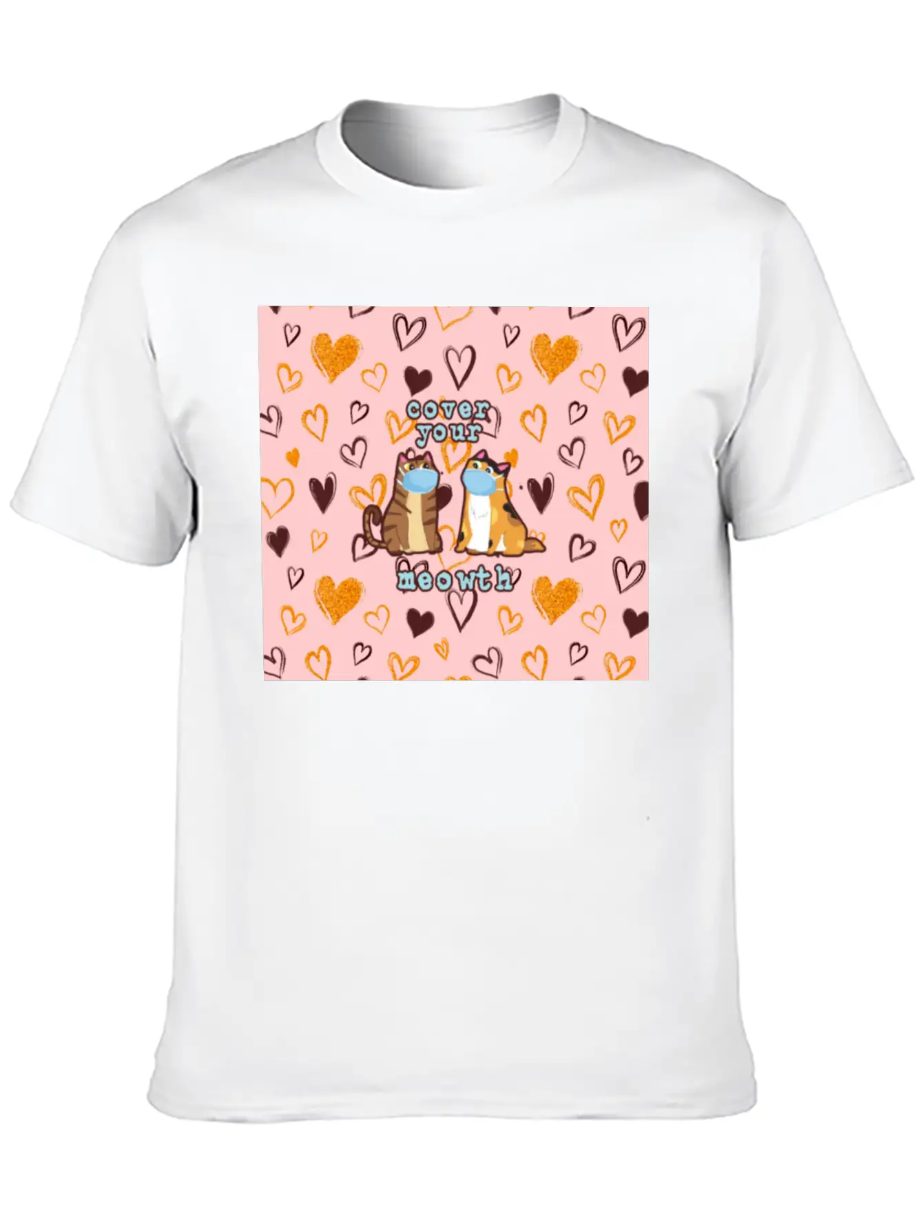 Cover Your Kitten Kitten Wearing A Face Mask Cats Basic Graphic T-Shirt – Daily Comfort In Soft Cotton