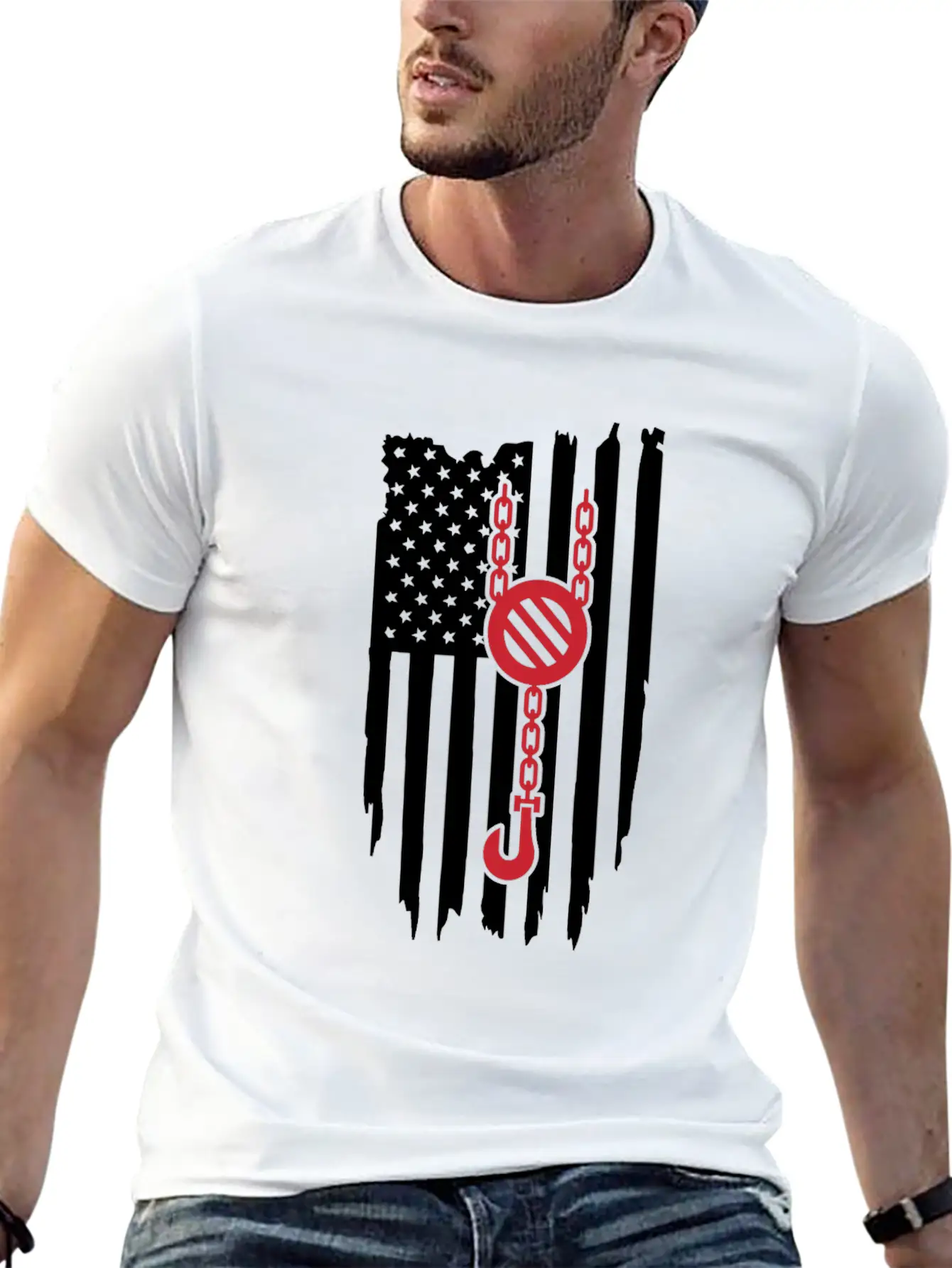 Crane American Flag Relaxed Everyday Tee – Lightweight And Durable Cotton