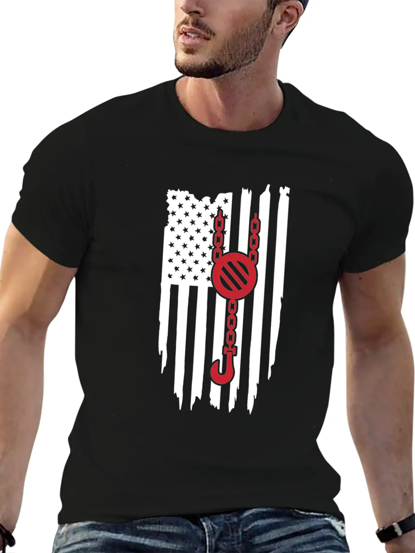 Crane American Flag Relaxed Everyday Tee – Lightweight And Durable Cotton