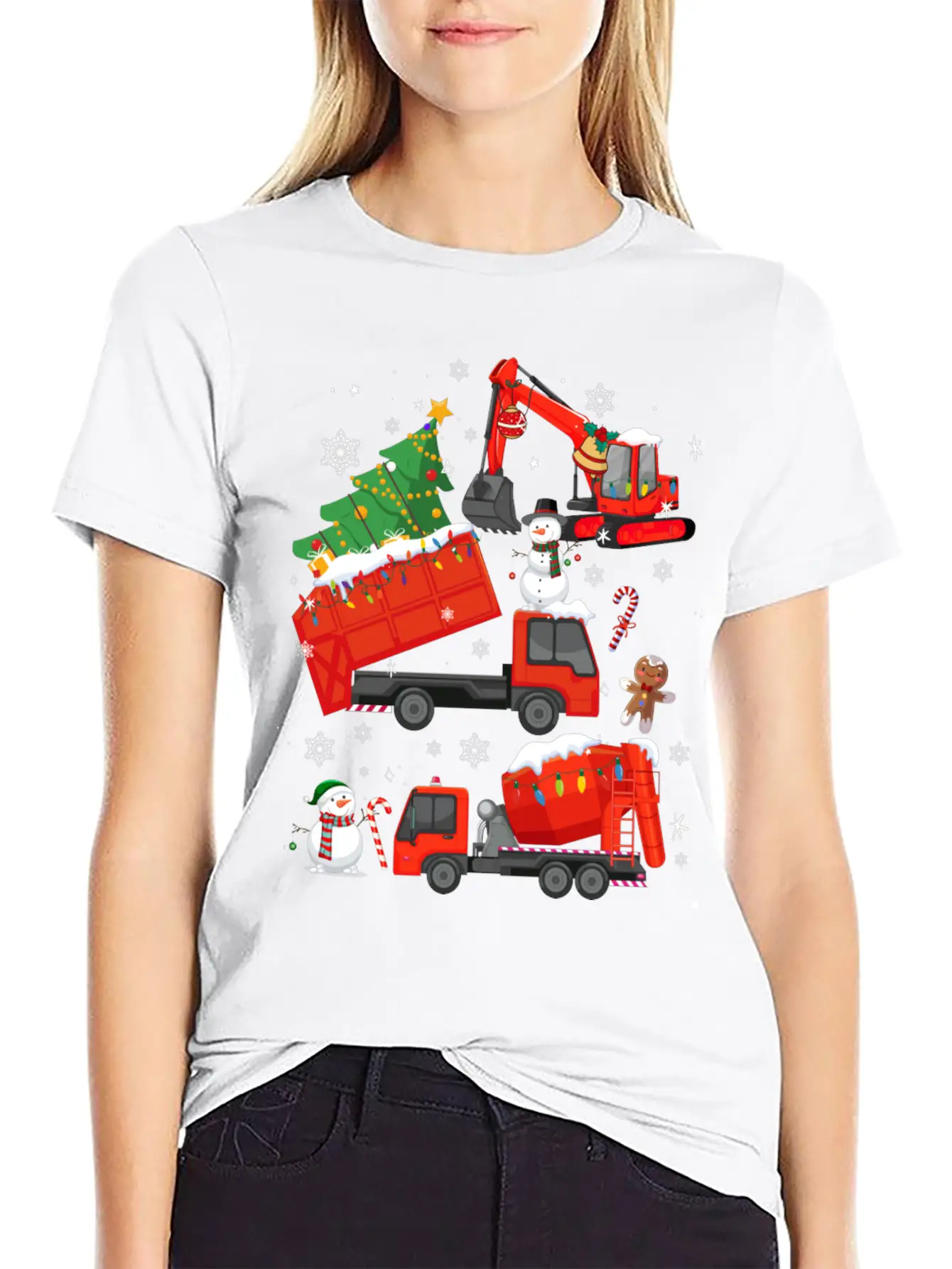 Crane Truck Construction Christmas Boys Kids Simple Everyday Graphic Tee – Lightweight Summer Wear