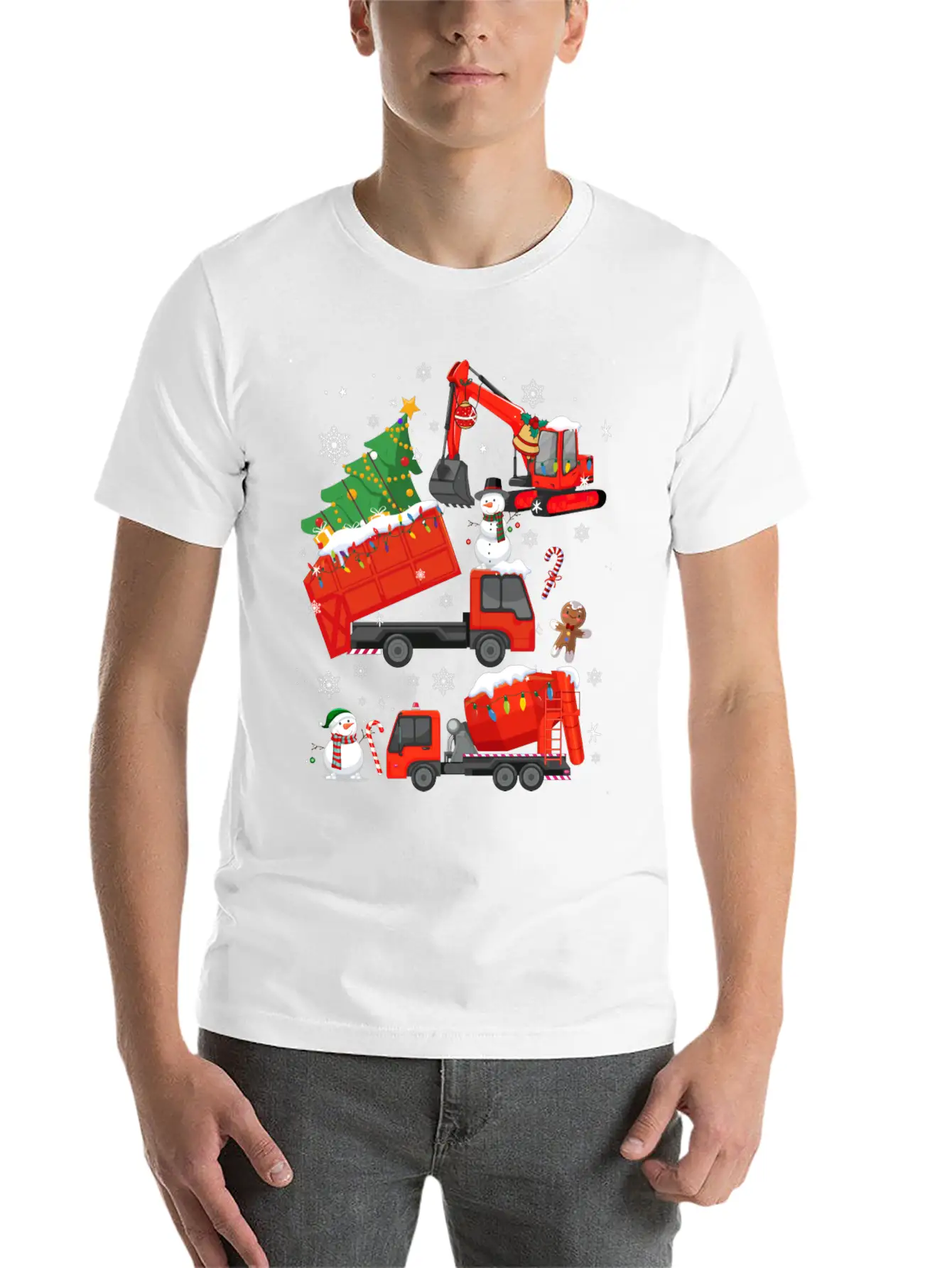 Crane Truck Construction Christmas Boys Kids Simple Everyday Graphic Tee – Lightweight Summer Wear