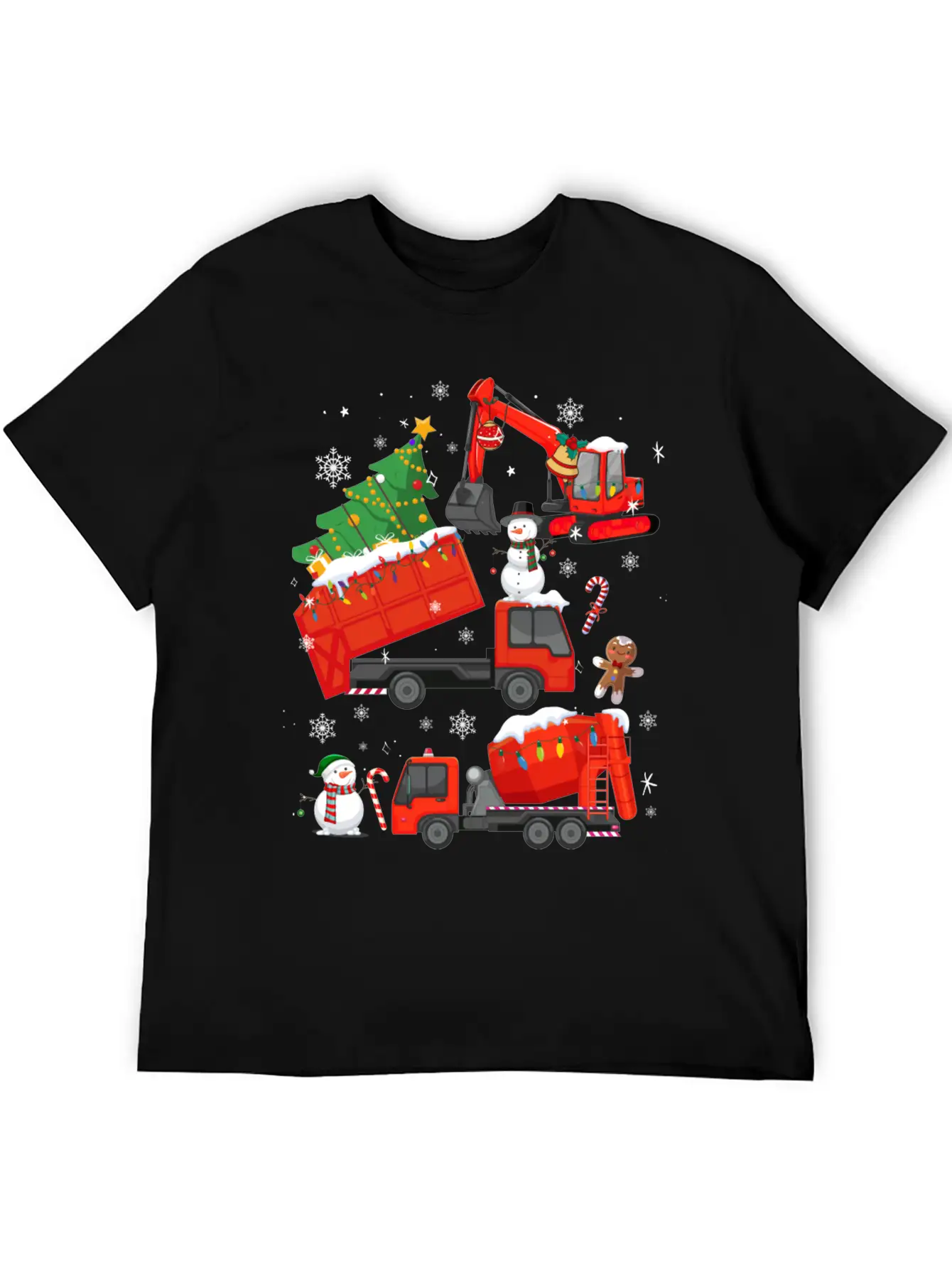 Crane Truck Construction Christmas Boys Kids Simple Everyday Graphic Tee – Lightweight Summer Wear