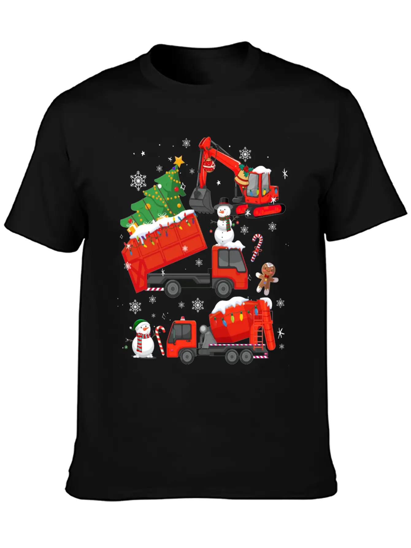 Crane Truck Construction Christmas Boys Kids Simple Everyday Graphic Tee – Lightweight Summer Wear