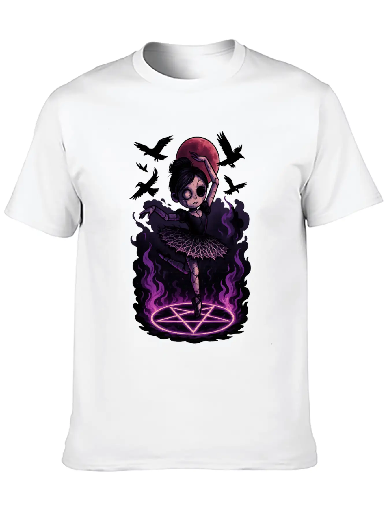 Creepy Ragdoll In Gothic Birdcage Halloween Art Stylish Everyday T-Shirt – Unisex Basic Cotton Tee