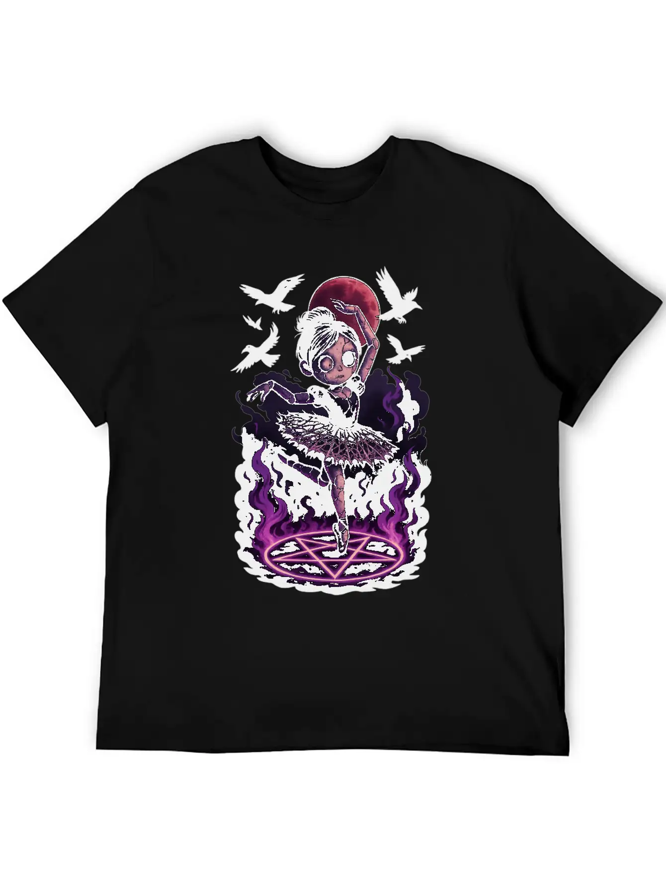 Creepy Ragdoll In Gothic Birdcage Halloween Art Stylish Everyday T-Shirt – Unisex Basic Cotton Tee