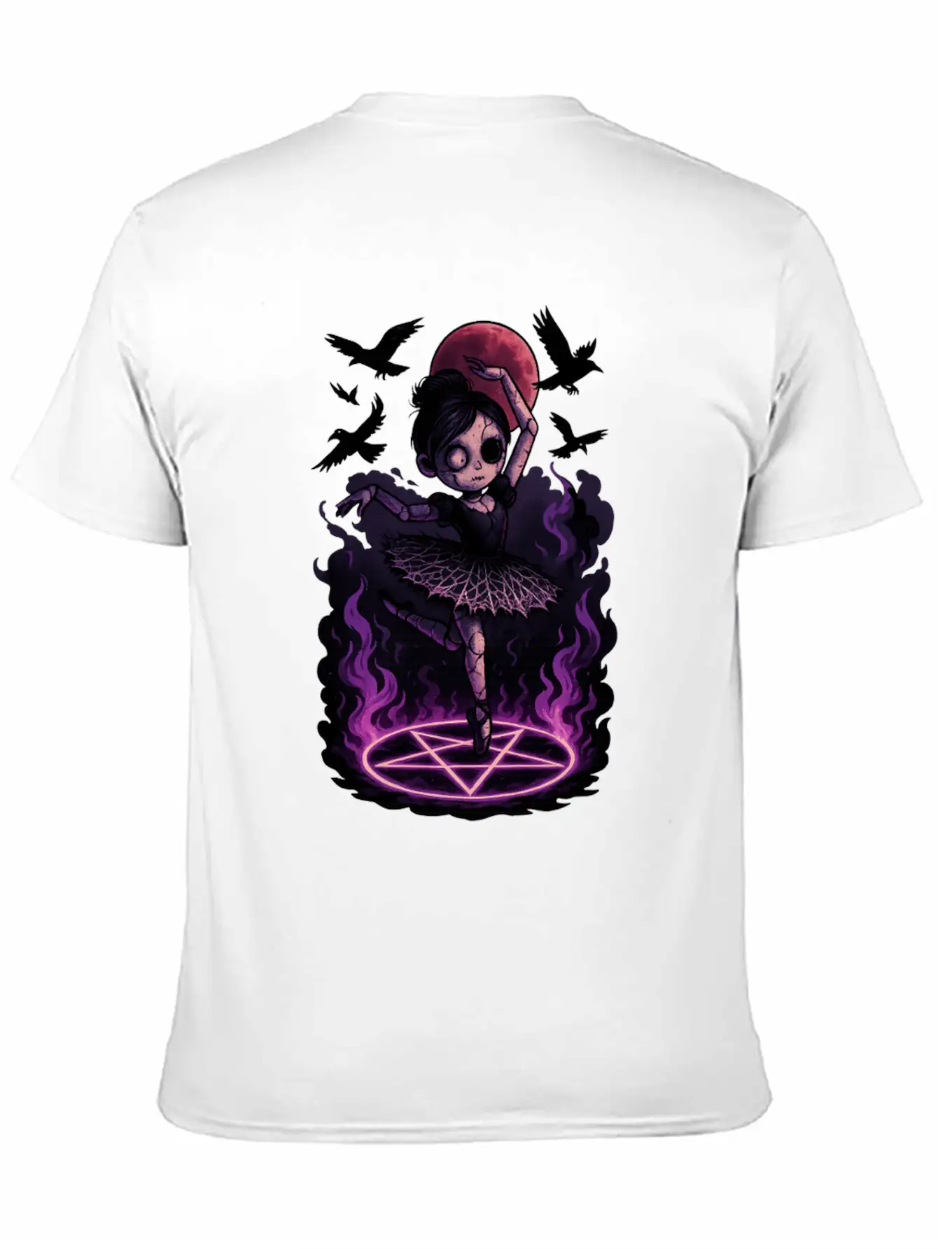 Creepy Ragdoll In Gothic Birdcage Halloween Art Stylish Everyday T-Shirt – Unisex Basic Cotton Tee