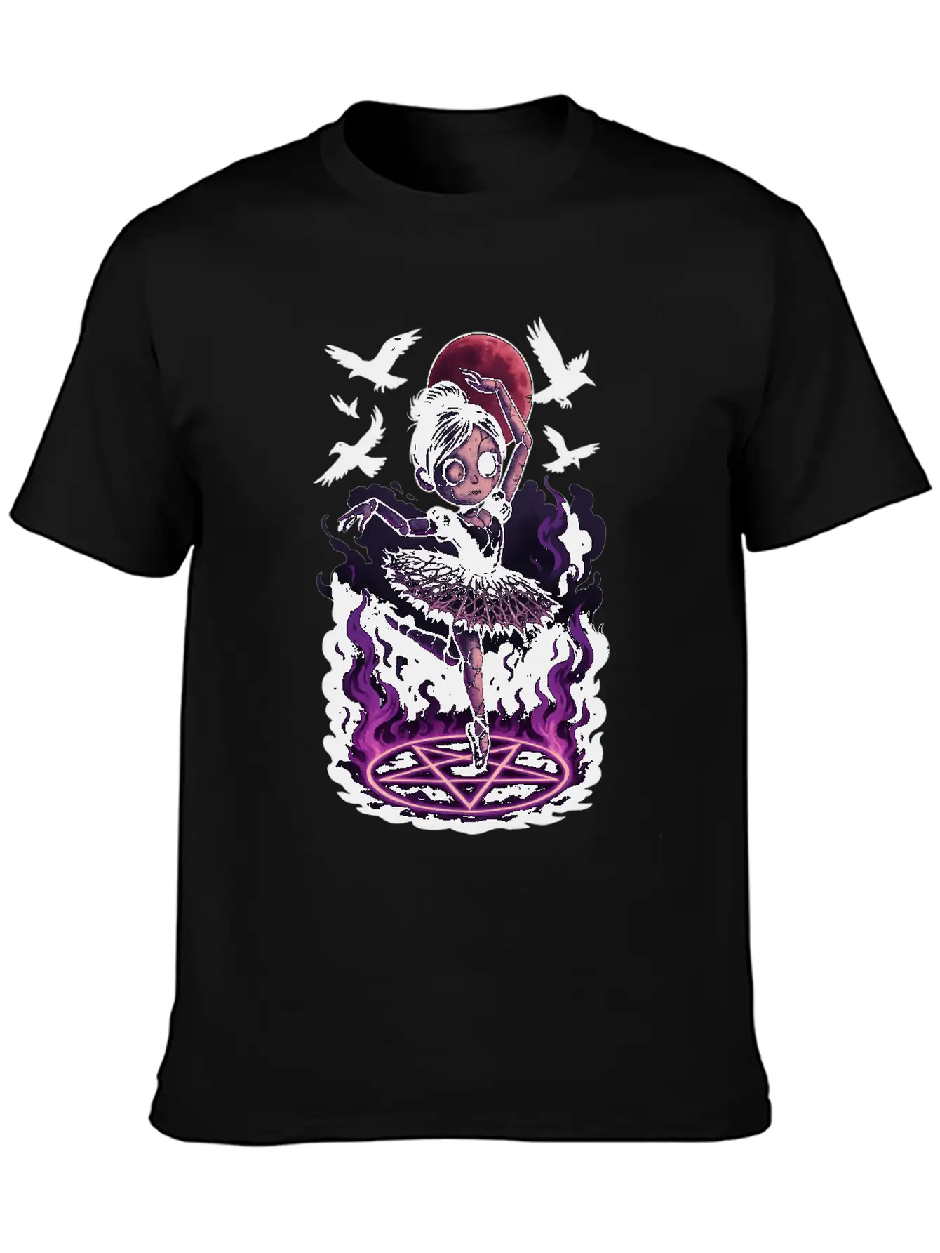 Creepy Ragdoll In Gothic Birdcage Halloween Art Stylish Everyday T-Shirt – Unisex Basic Cotton Tee