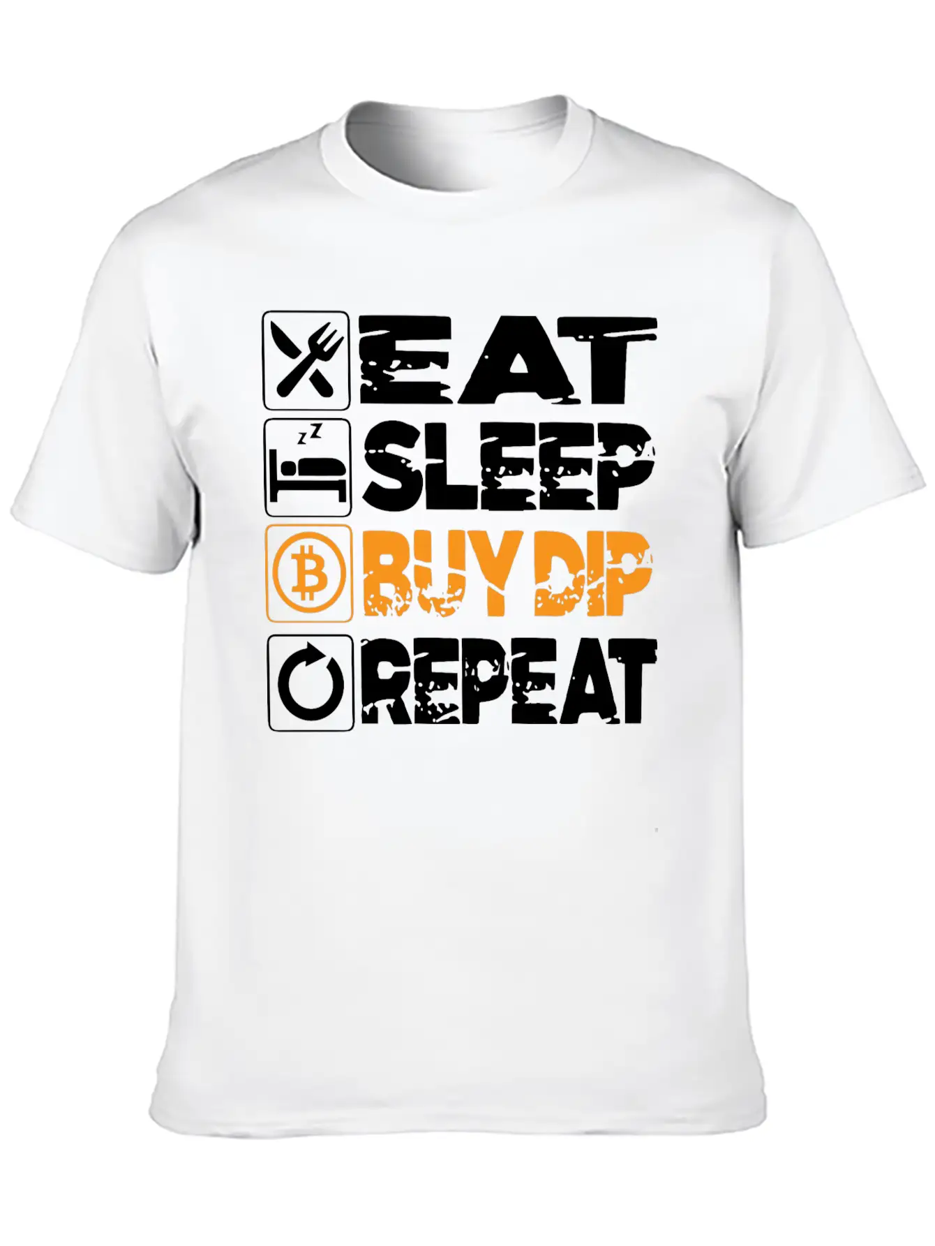 Crypto T-Shirt: Eat Sleep Buy Dip Cryptocurrency Basic Graphic T-Shirt – Daily Comfort In Soft Cotton