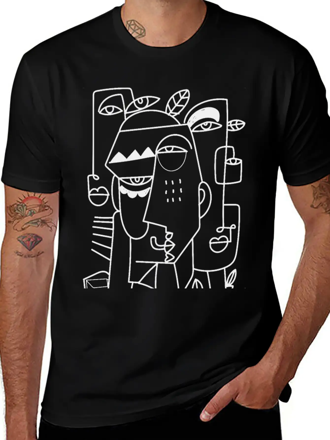 Cubism Faces T-Shirt-01 Casual Graphic T-Shirt – Simple And Comfortable Daily Wear