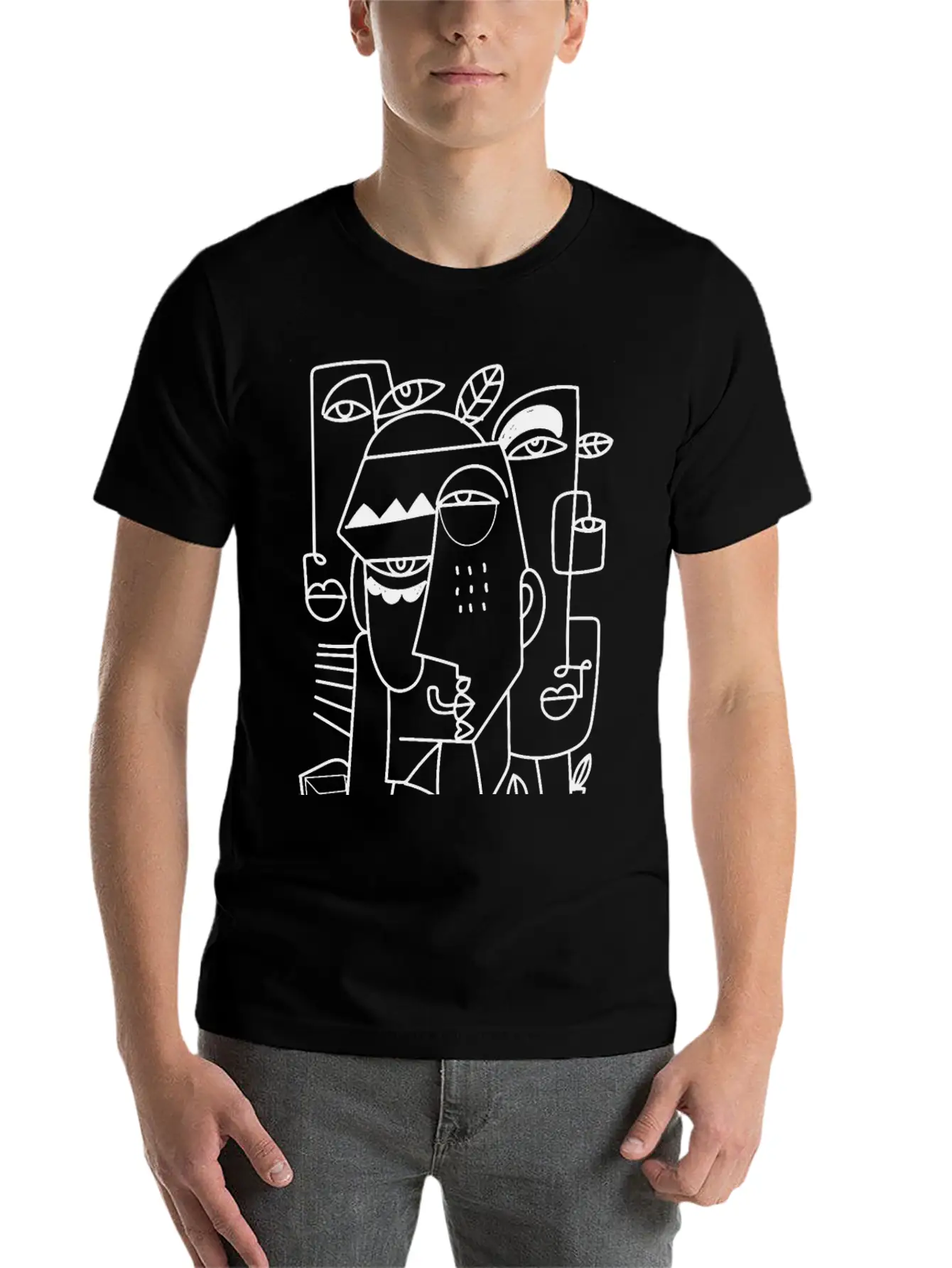 Cubism Faces T-Shirt-01 Casual Graphic T-Shirt – Simple And Comfortable Daily Wear