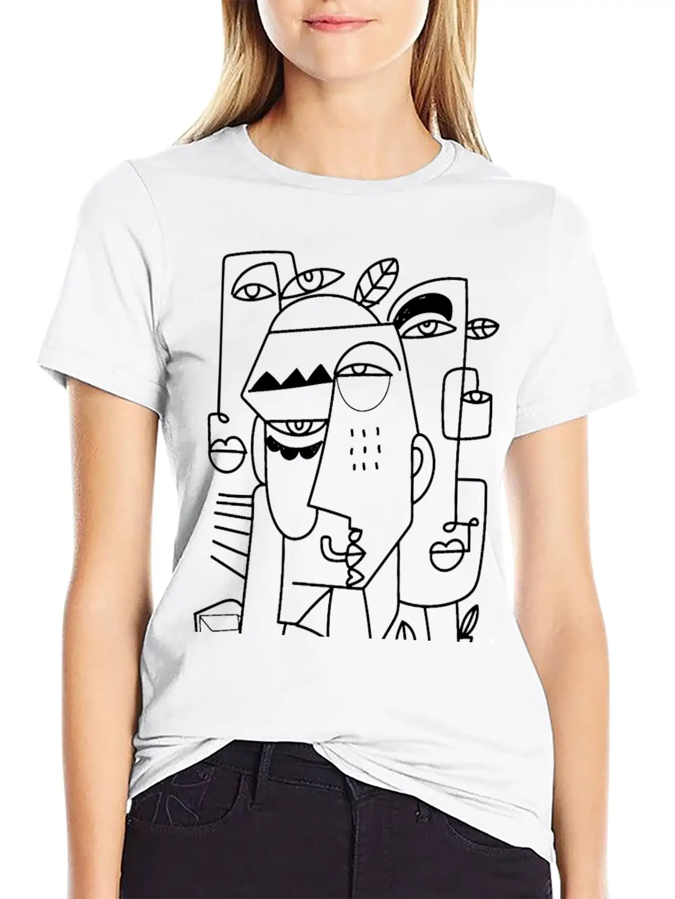 Cubism Faces T-Shirt-01 Casual Graphic T-Shirt – Simple And Comfortable Daily Wear