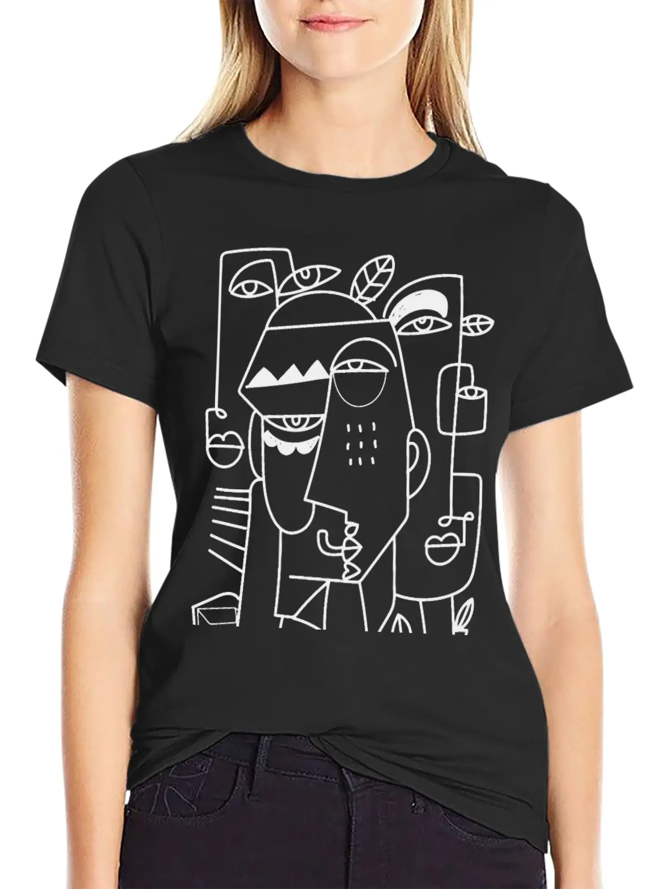 Cubism Faces T-Shirt-01 Casual Graphic T-Shirt – Simple And Comfortable Daily Wear