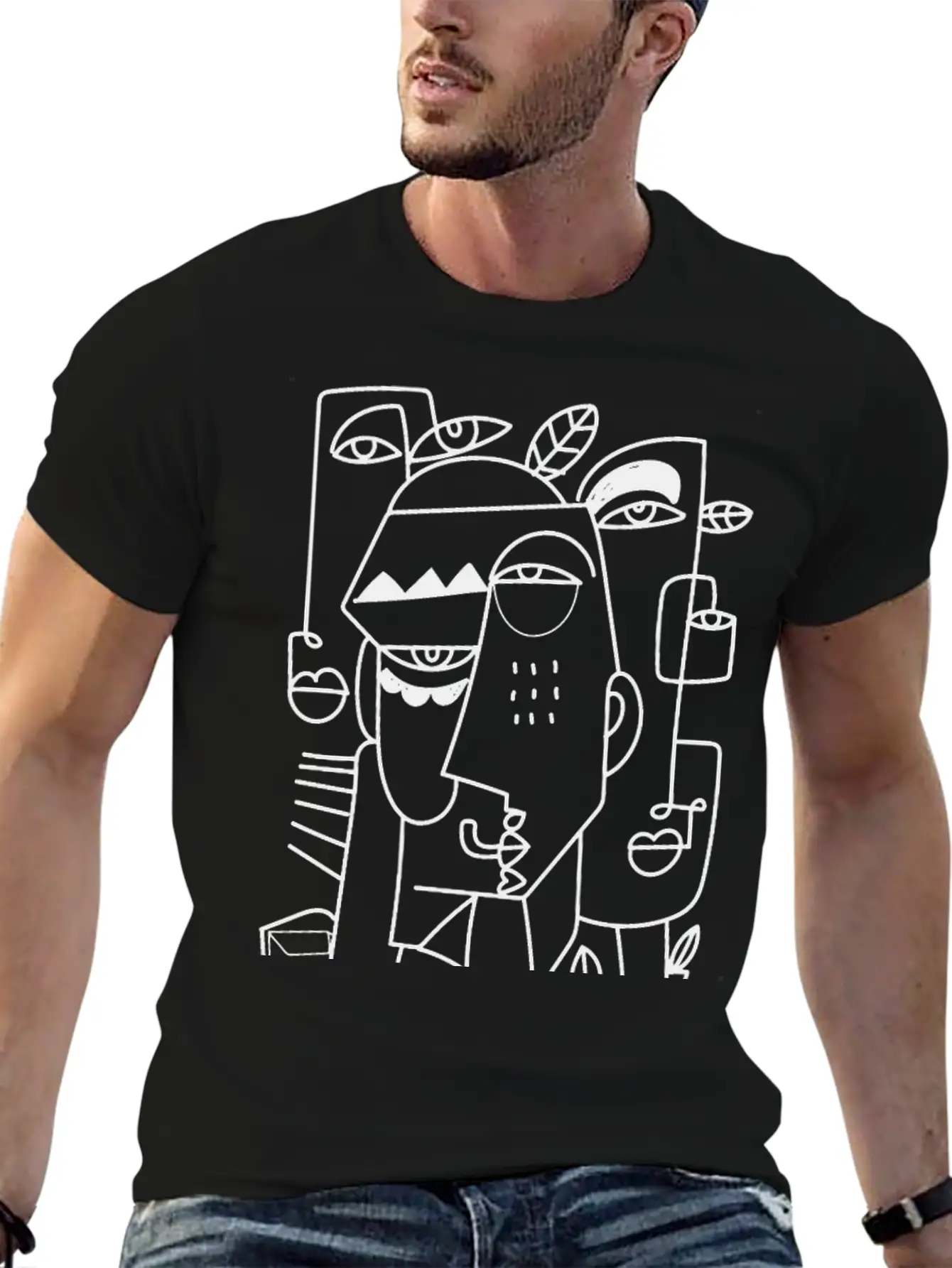 Cubism Faces T-Shirt-01 Casual Graphic T-Shirt – Simple And Comfortable Daily Wear