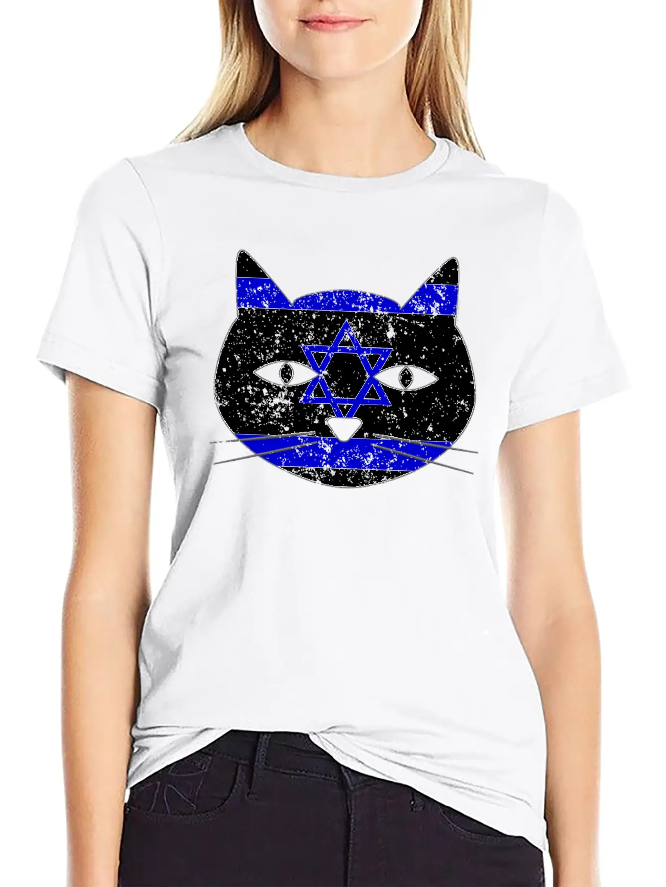 Cute Cat Israel Flag Cat Lover Relaxed Everyday Tee – Lightweight And Durable Cotton