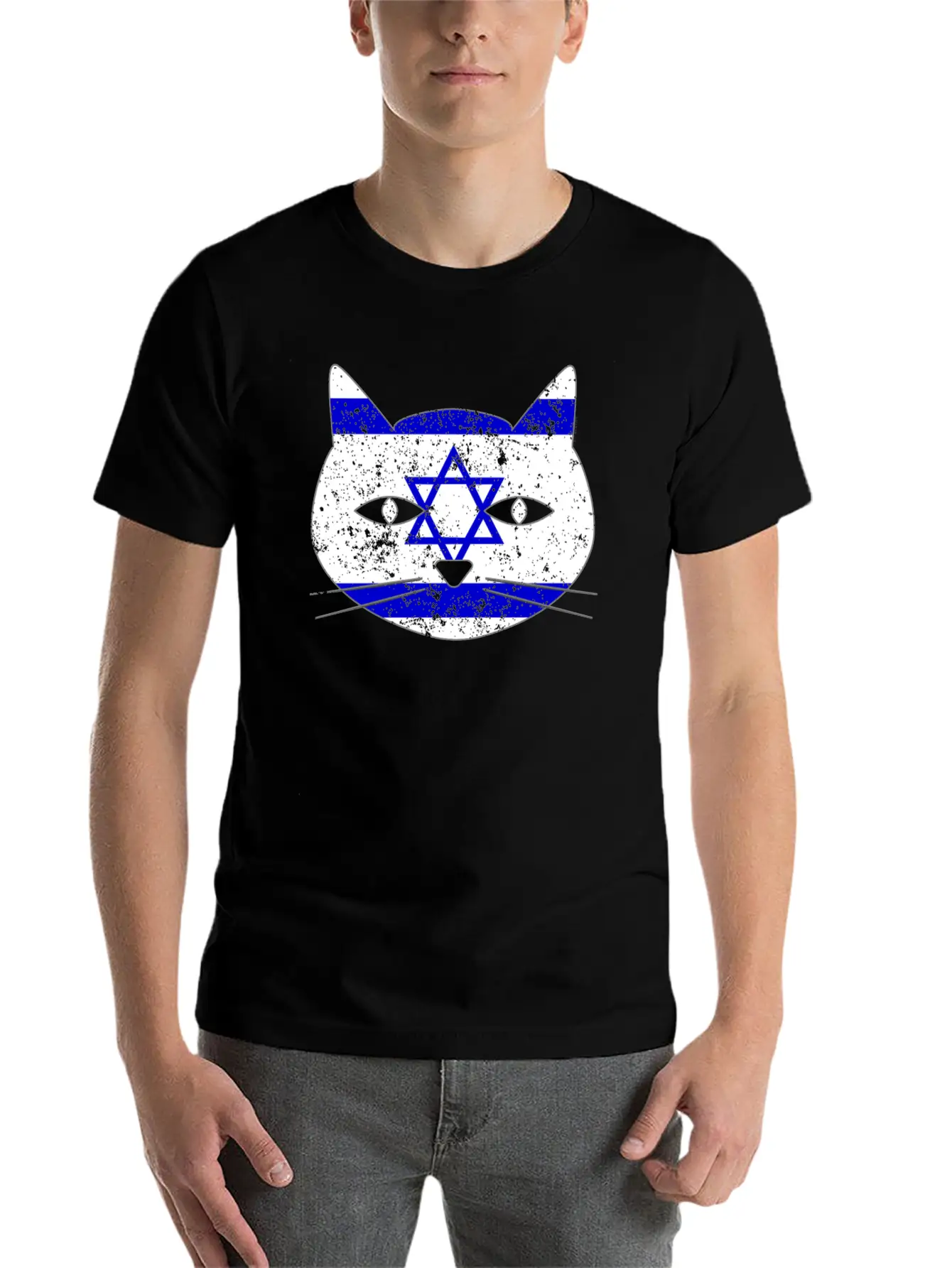 Cute Cat Israel Flag Cat Lover Relaxed Everyday Tee – Lightweight And Durable Cotton