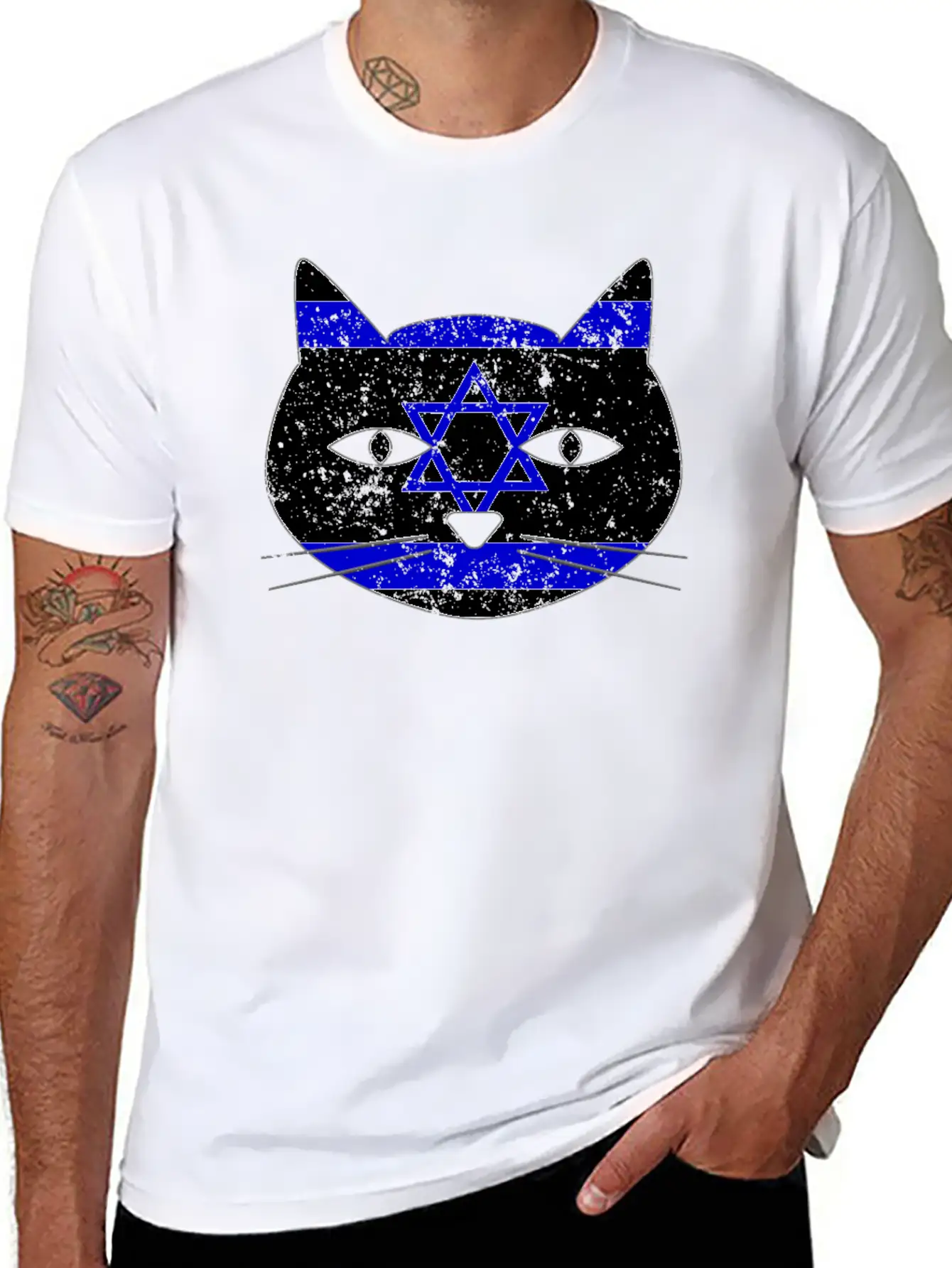 Cute Cat Israel Flag Cat Lover Relaxed Everyday Tee – Lightweight And Durable Cotton