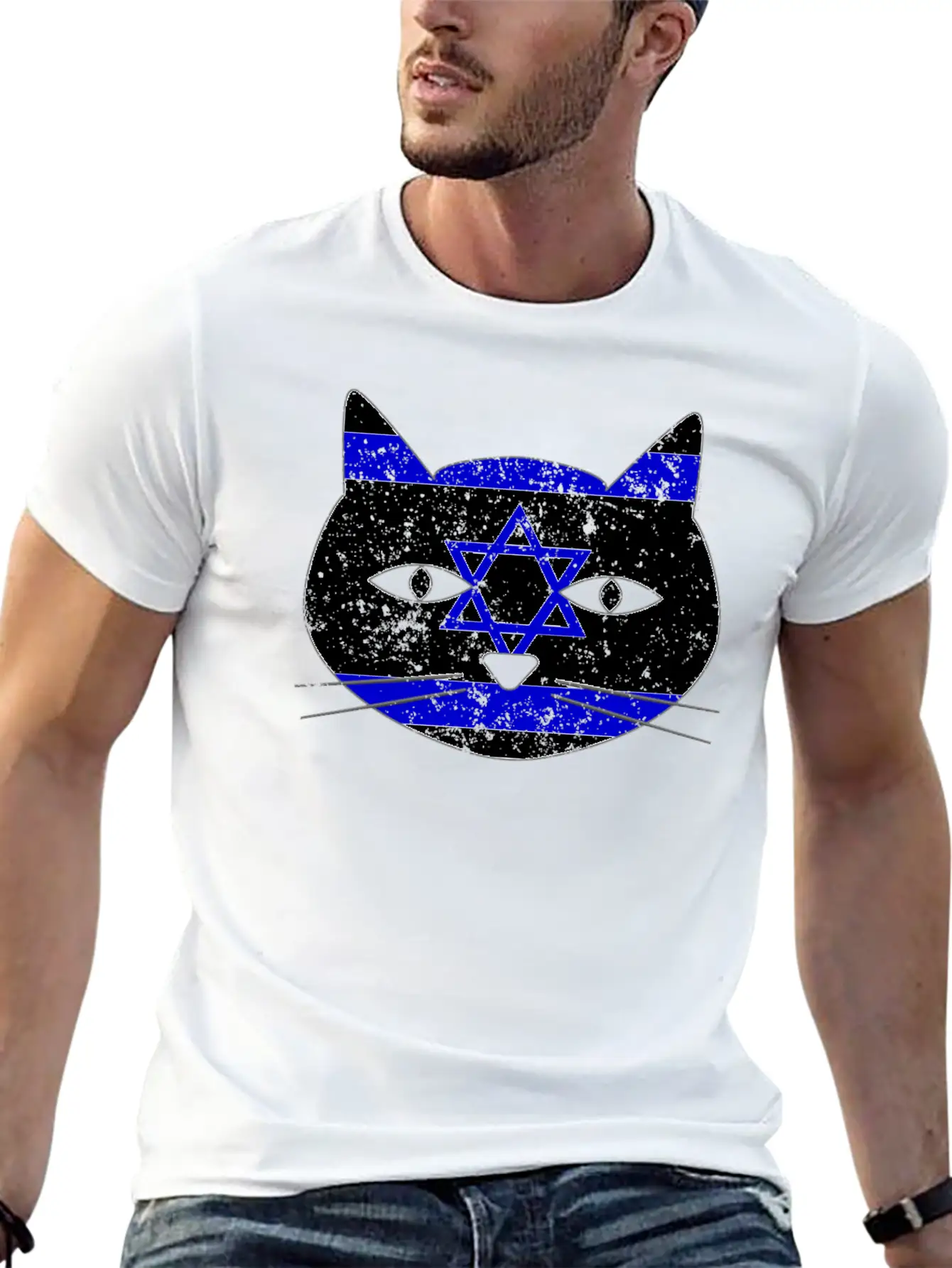 Cute Cat Israel Flag Cat Lover Relaxed Everyday Tee – Lightweight And Durable Cotton