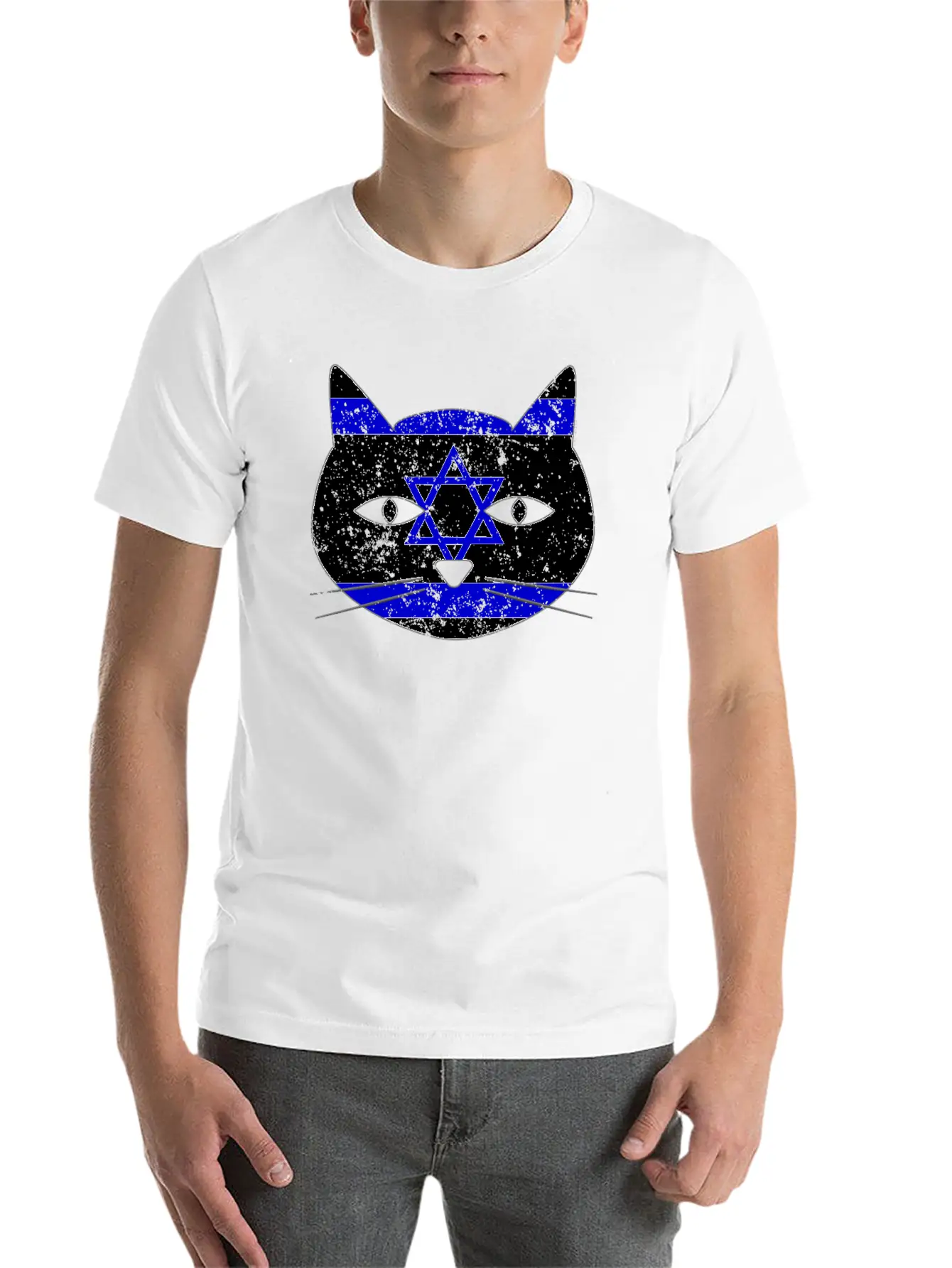 Cute Cat Israel Flag Cat Lover Relaxed Everyday Tee – Lightweight And Durable Cotton