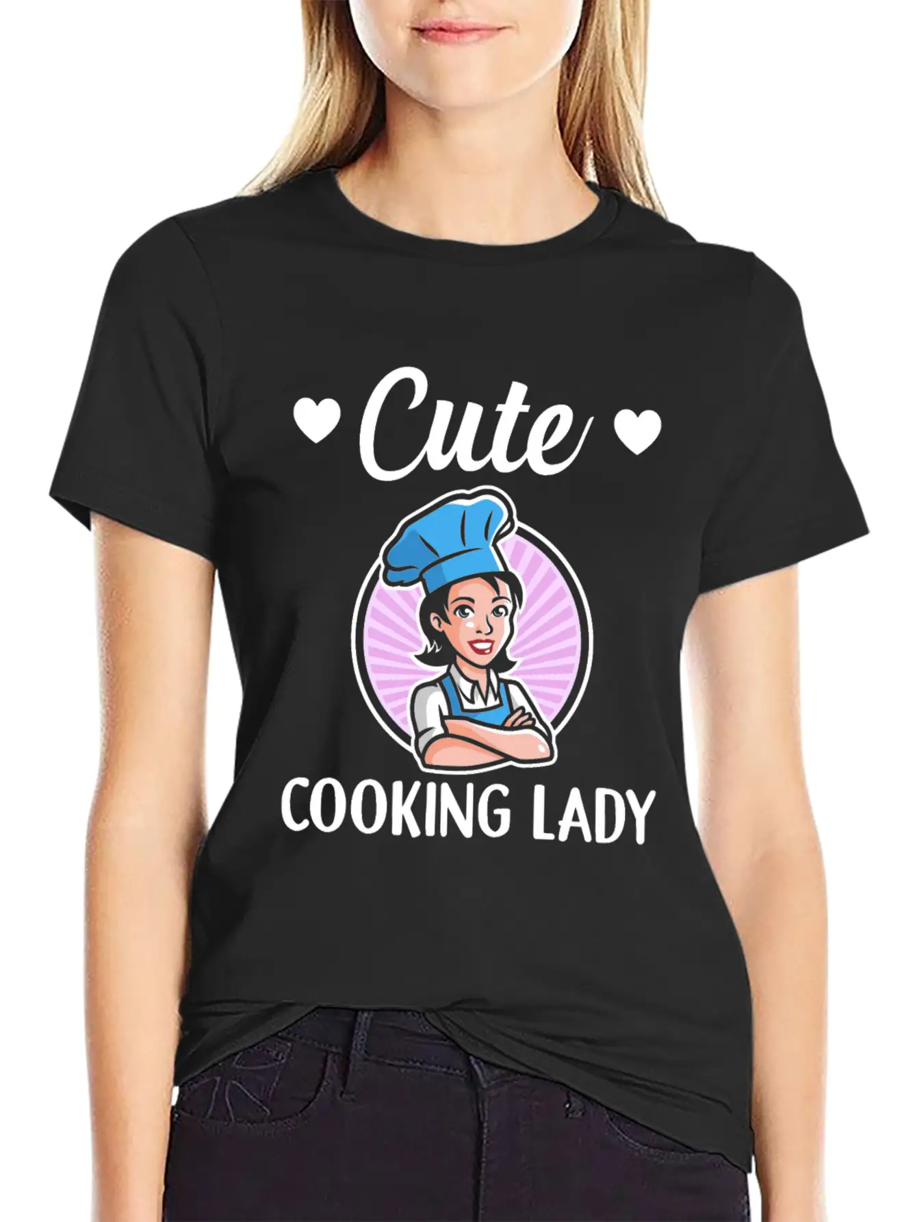 Cute Cooking Lady Cute Lady Cooking Chefs Restaura Stylish Everyday T-Shirt – Unisex Basic Cotton Tee