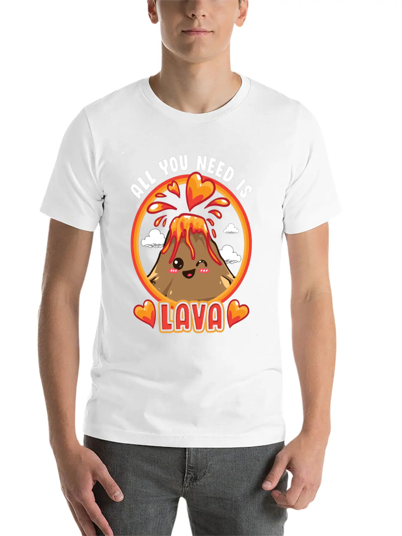 Cute & Funny All You Need Is Lava Volcano Pun Stylish Everyday T-Shirt – Unisex Basic Cotton Tee