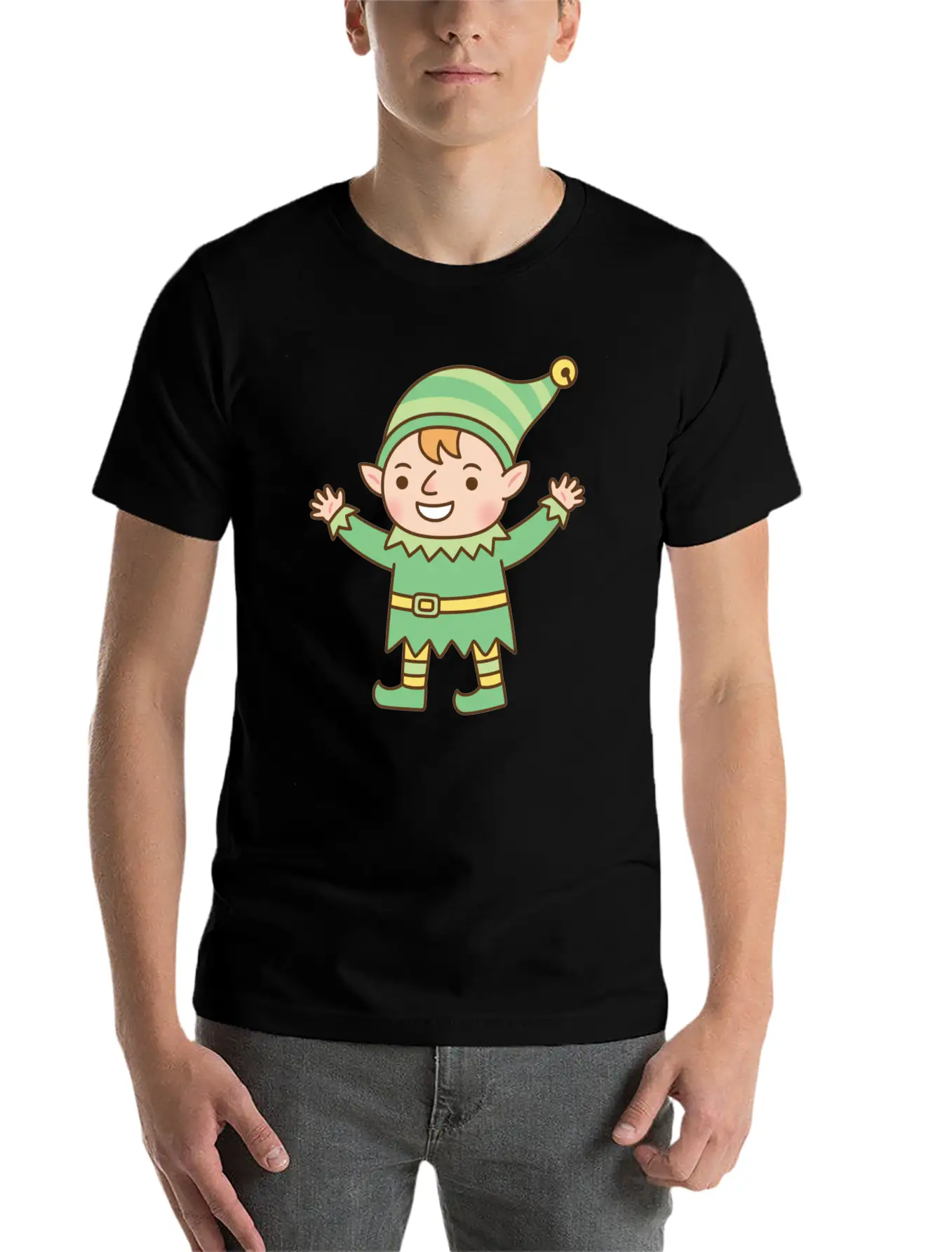 Cute Jolly Elf Doodle Lightweight Cotton T-Shirt – Daily Comfort Graphic Shirt