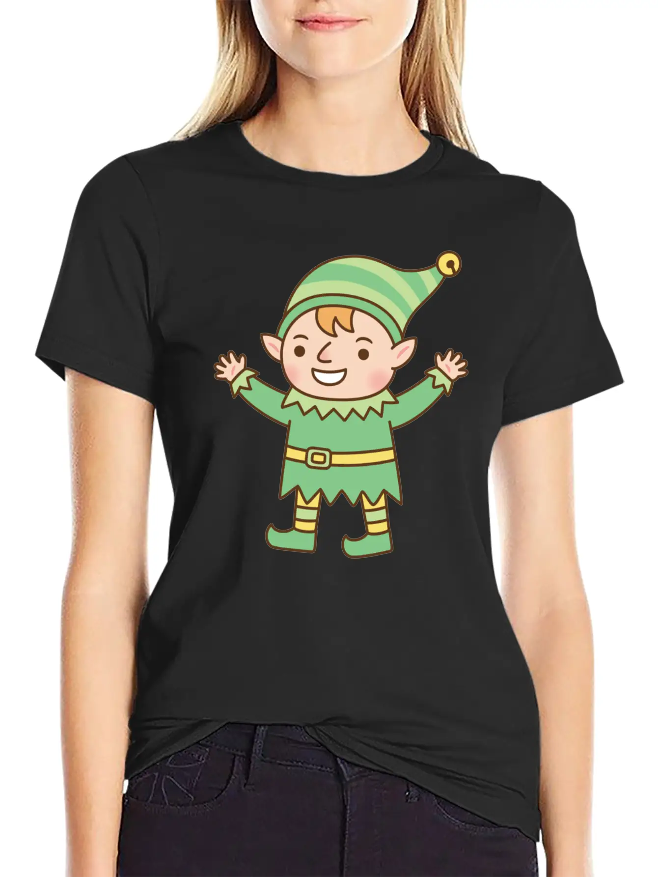 Cute Jolly Elf Doodle Lightweight Cotton T-Shirt – Daily Comfort Graphic Shirt