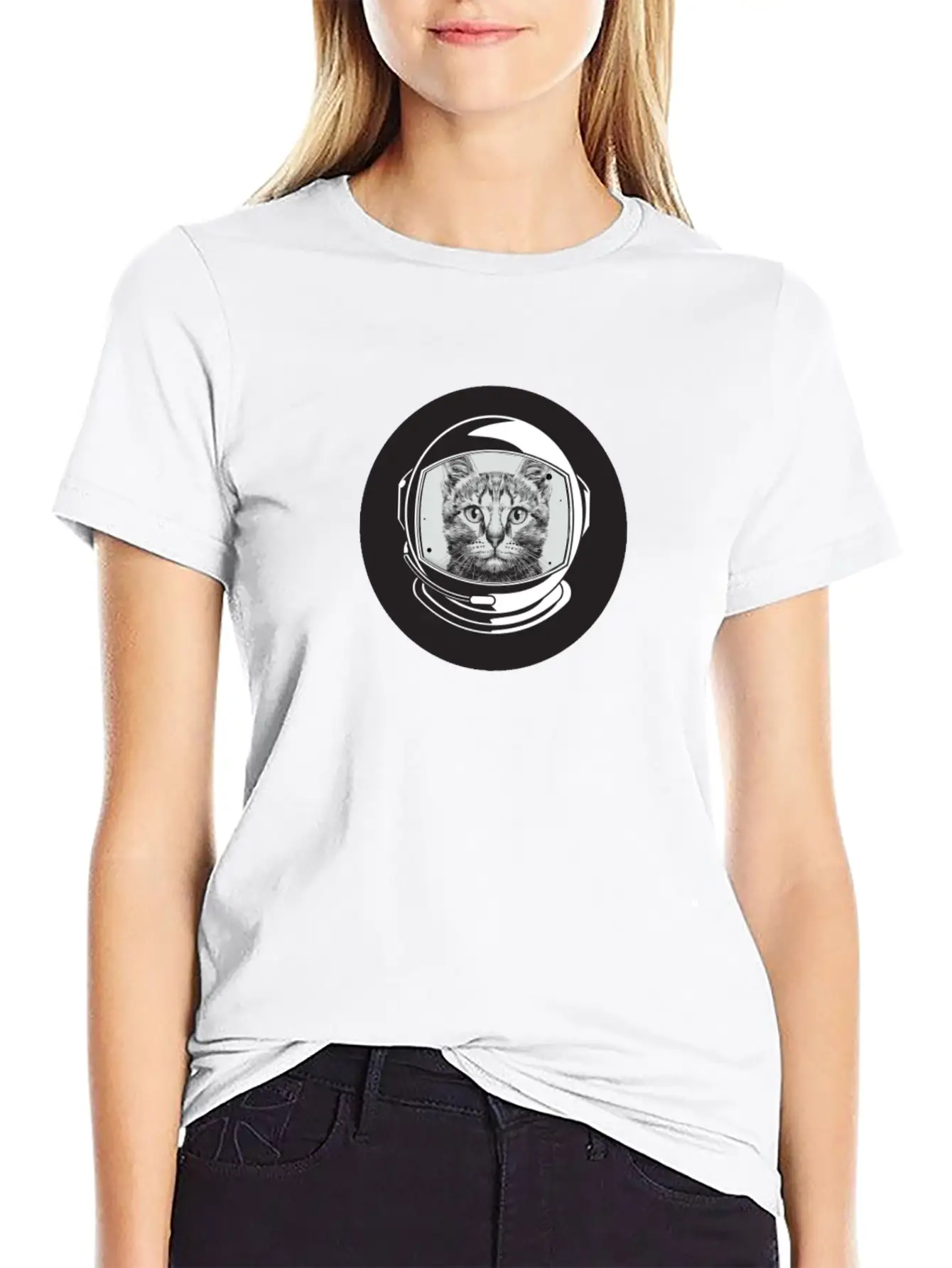 Cute Kitty Astronaut Cool Animal Funny Cat Basic Graphic T-Shirt – Daily Comfort In Soft Cotton
