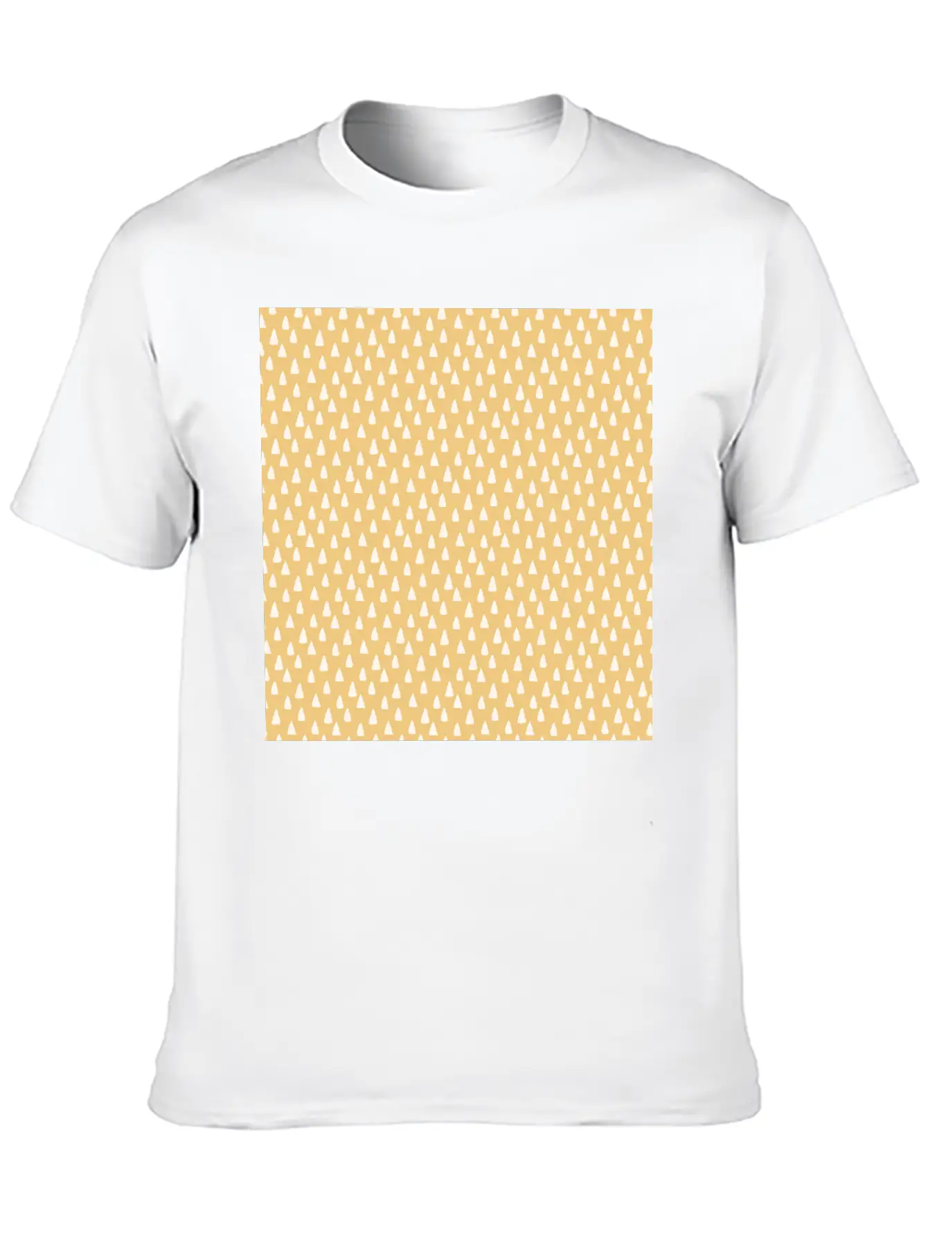 Cute Ochre Brown Hand Drawn Triangles Pattern Stylish Everyday T-Shirt – Unisex Basic Cotton Tee
