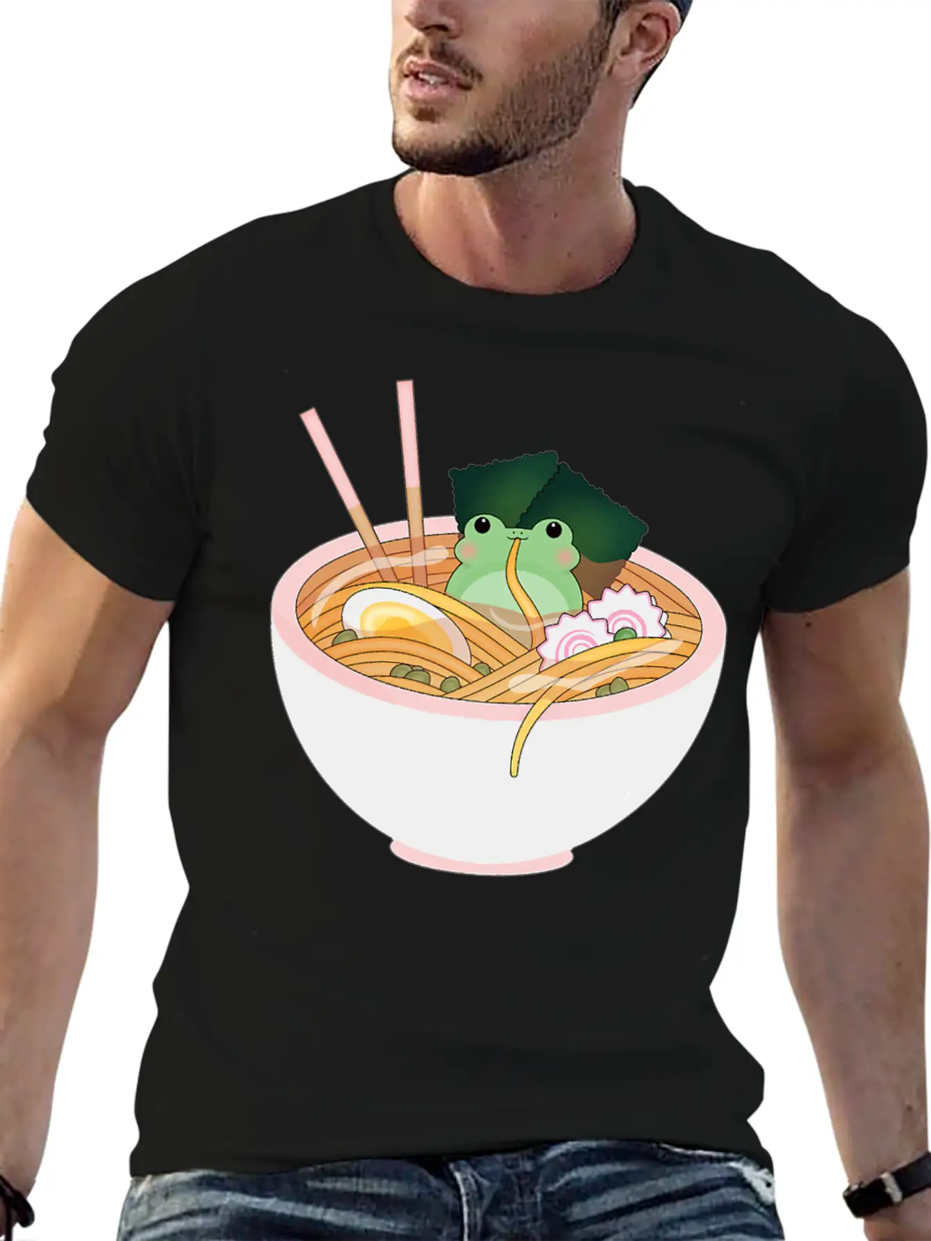Cute Pastel Frog Ramen Japanese Food Basic Graphic T-Shirt – Daily Comfort In Soft Cotton